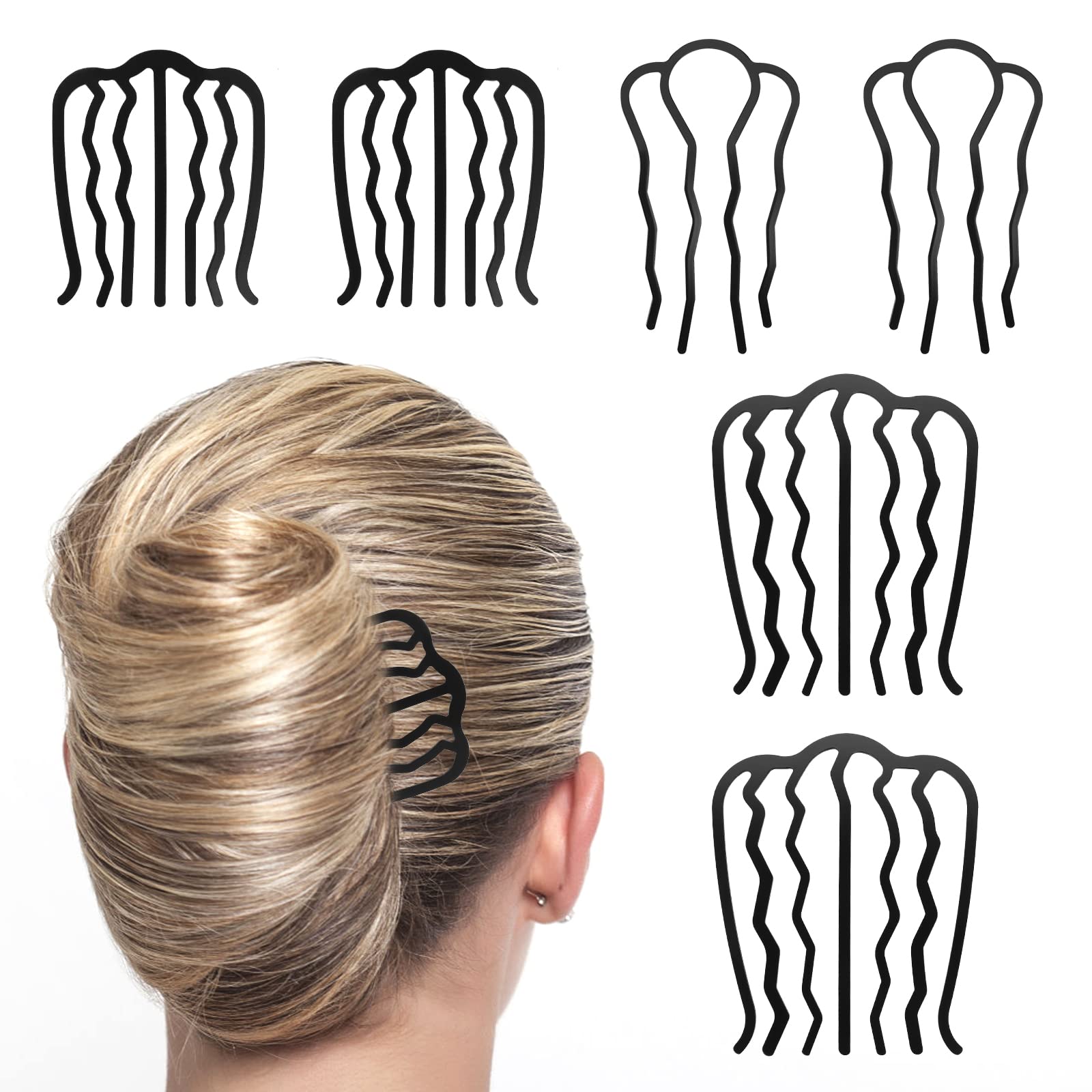6 PCS Vintage U-Shaped Hair Forks & Side Combs - Messy Updo Bun Pins, Hair Sticks for Women & Girls - Perfect for Wedding, Prom, Vintage Hairstyles & Everyday Hair Accessories