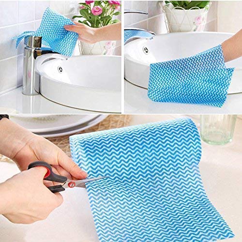 Alokrupswam Bulk Paper Towels Roll - 100% Non-Woven Reusable Cleaning Cloths for Kitchen, Dishes & Household Cleaning | Eco-Friendly Dish Towels & Napkins (Random Colors, 1 Roll) - Perfect for Spills, Counter Wiping & Dish Drying