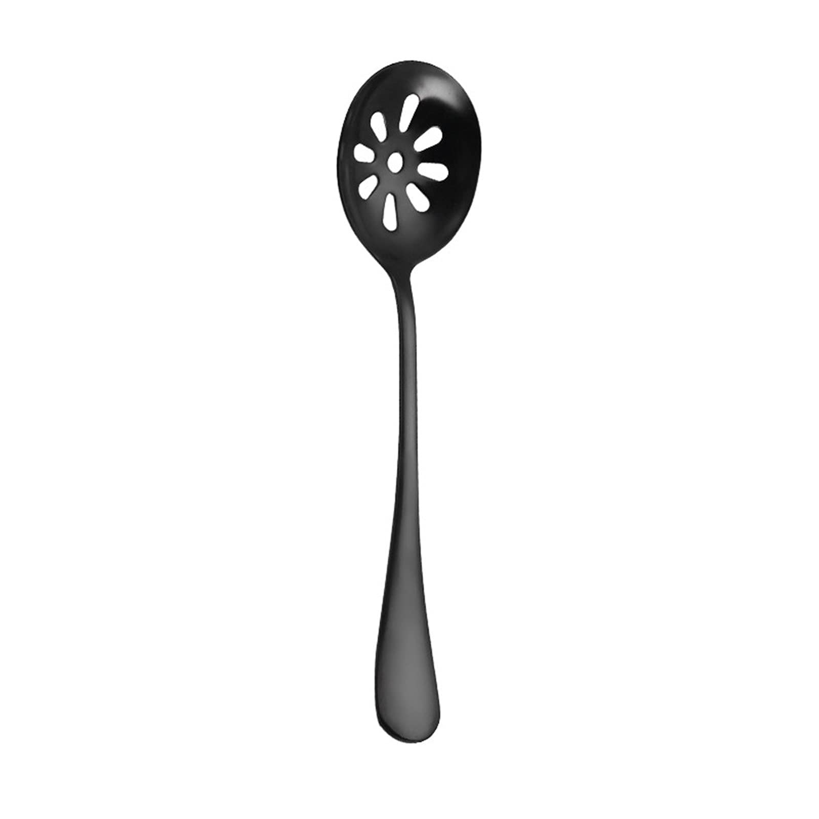 Youngnet Colorful Kitchen Utensil Set - 6-Piece Flatware with Spoons, Forks, and Colander - Durable & Stylish Black Handle for Cooking, Dining & Bar Decor - Perfect for Home, Restaurant, and Party Use