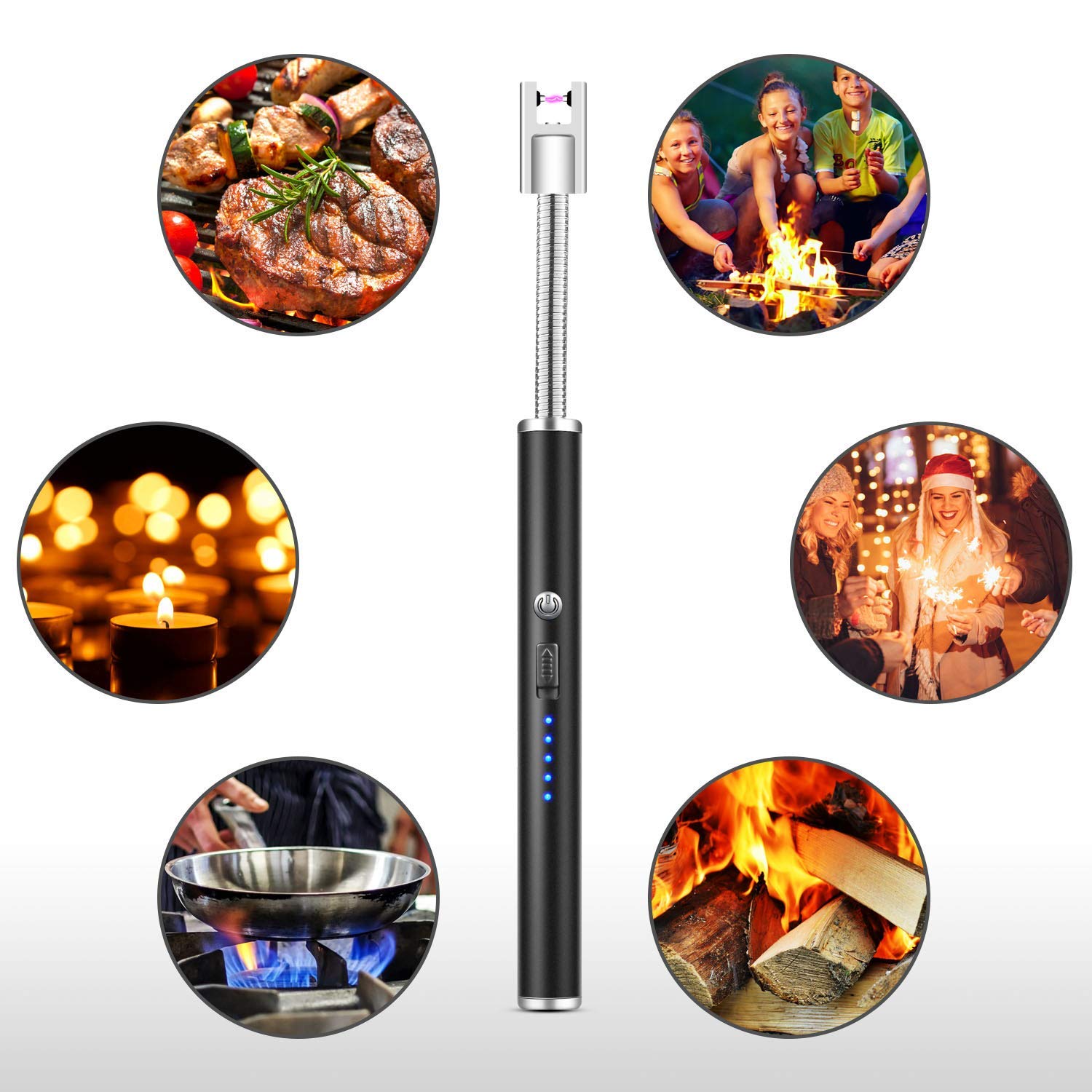 Xsky Smart Flame USB Rechargeable Gas Lighter - Windproof, Eco-Friendly Lighter for Kitchen, BBQ, Candles, Gas Stove & Outdoor Camping | Long-Lasting Ignition for Home, Travel & Emergency Use