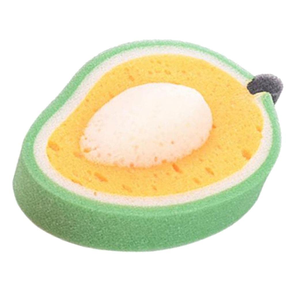 Cartoon Fruit Shaped Bath Sponge for Kids - Soft Dishwashing Sponge with Mango Design | Fun Bath Time & Kitchen Cleaning Tool for Children