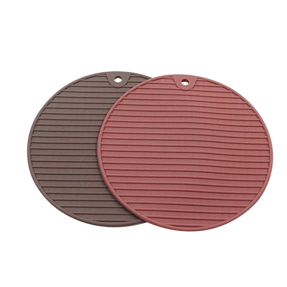 DOITOOL 2-Pack Silicone Placemats - Heat Resistant, Non-Slip Table Mats for Dining & Kitchen - Coffee & Brown Grey Coasters - Perfect for Hot Pots, Plates & Table Protection