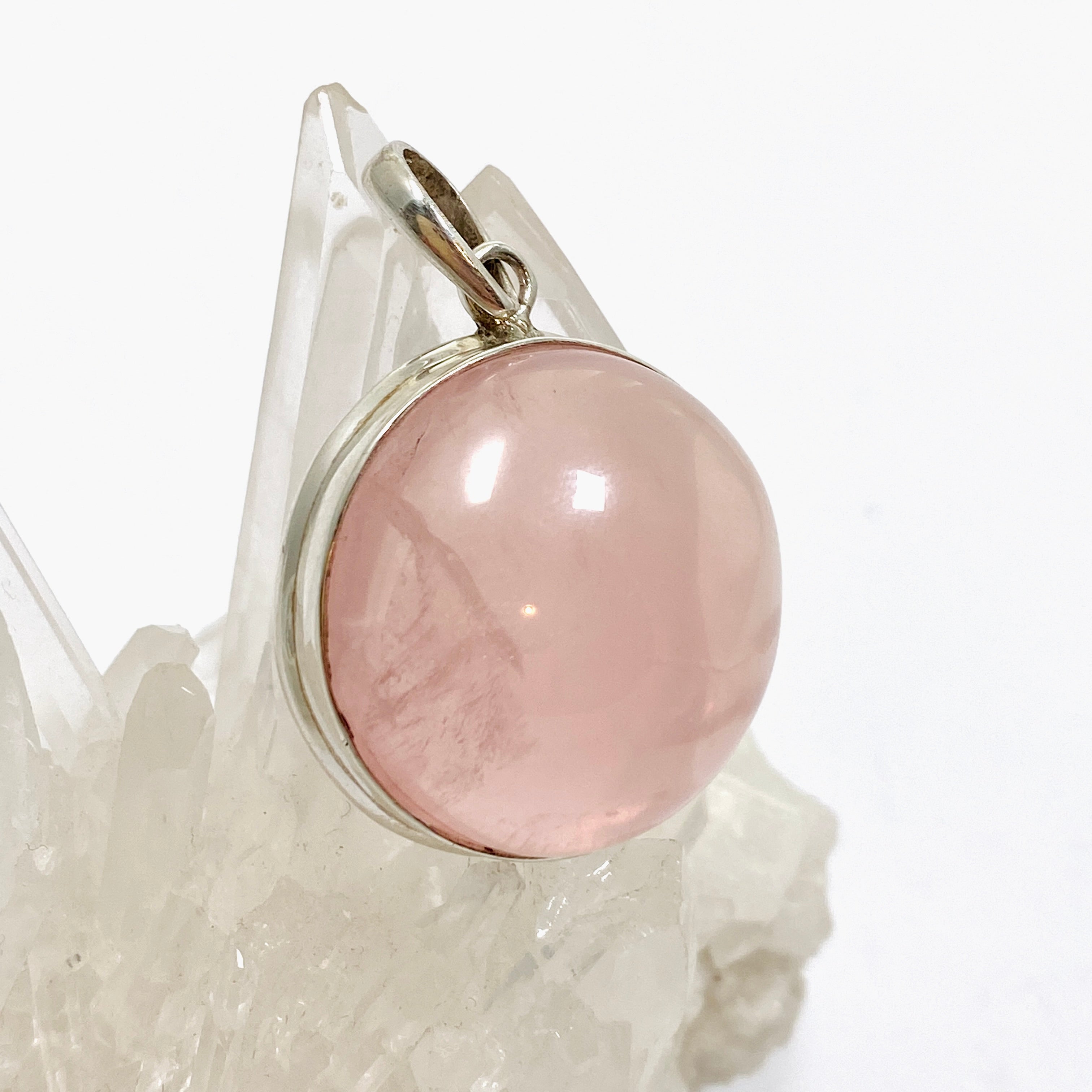 Natural Rose Quartz Round Cabochon Pendant - 15mm Healing Crystal Jewelry for Necklace Making, Meditation & Spiritual Gifts