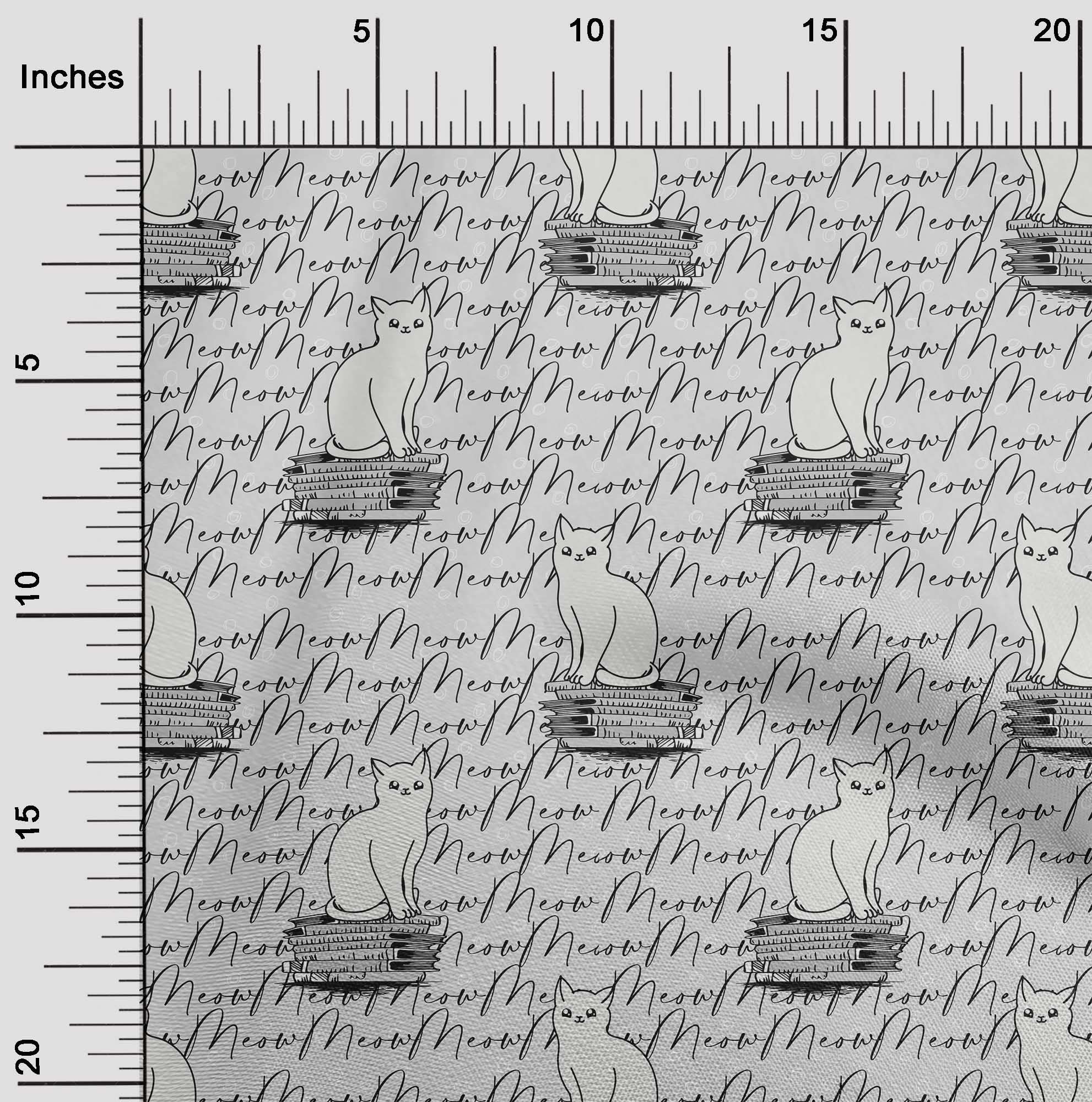oneOone Polyester Spandex Light Gray Animal Cat Print Fabric - 56 Inch Wide Textured DIY Clothing & Quilting Material (1 Yard) - Perfect for Costumes, Home Decor & Craft Projects