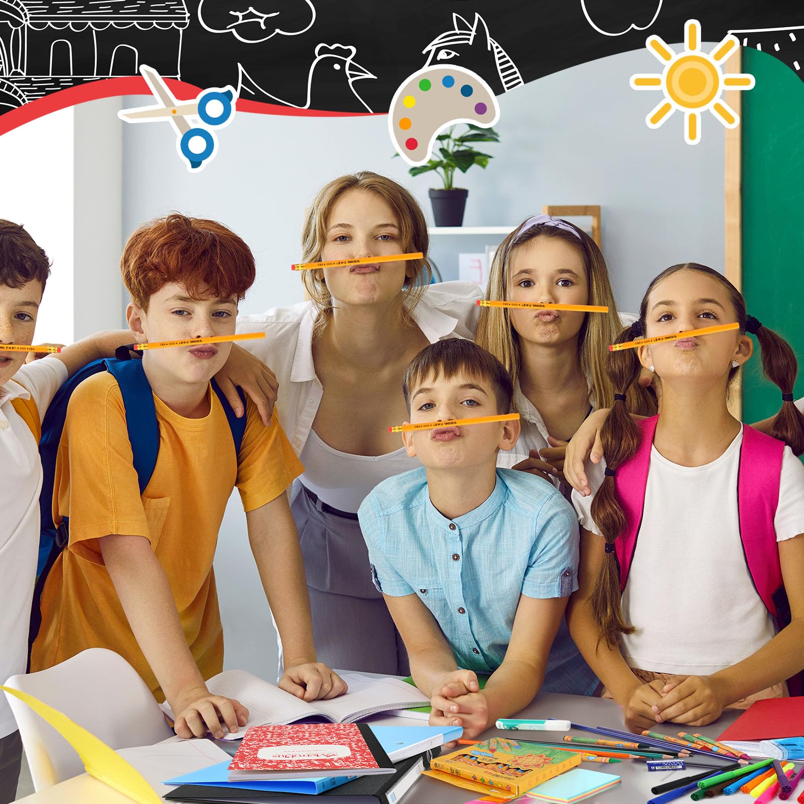 2 Pack 88-Piece Back to School Supplies Kit for Students - Includes Pencils, Notebooks, Rulers, Glue, Scissors, Sticky Notes, Erasers & Pencil Sharpeners - Perfect for Classroom, Homeschooling & Office Use