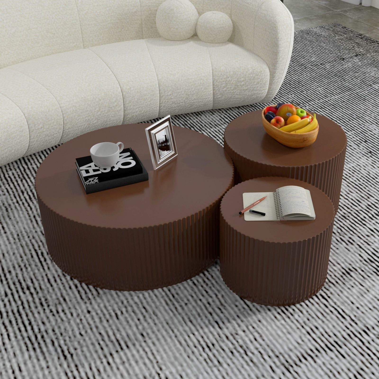 Modern 3-Piece Round Coffee Table Set - 35.43