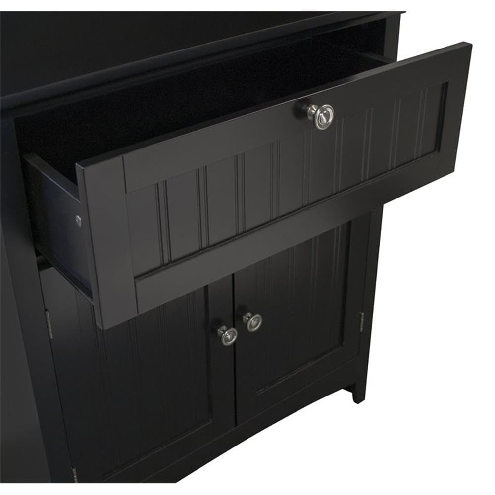 Black Microwave & Coffee Maker Utility Cabinet with Drawer - Compact Storage Solution for Home & Office - Perfect for Small Spaces, Kitchens, Break Rooms & Dorm Rooms