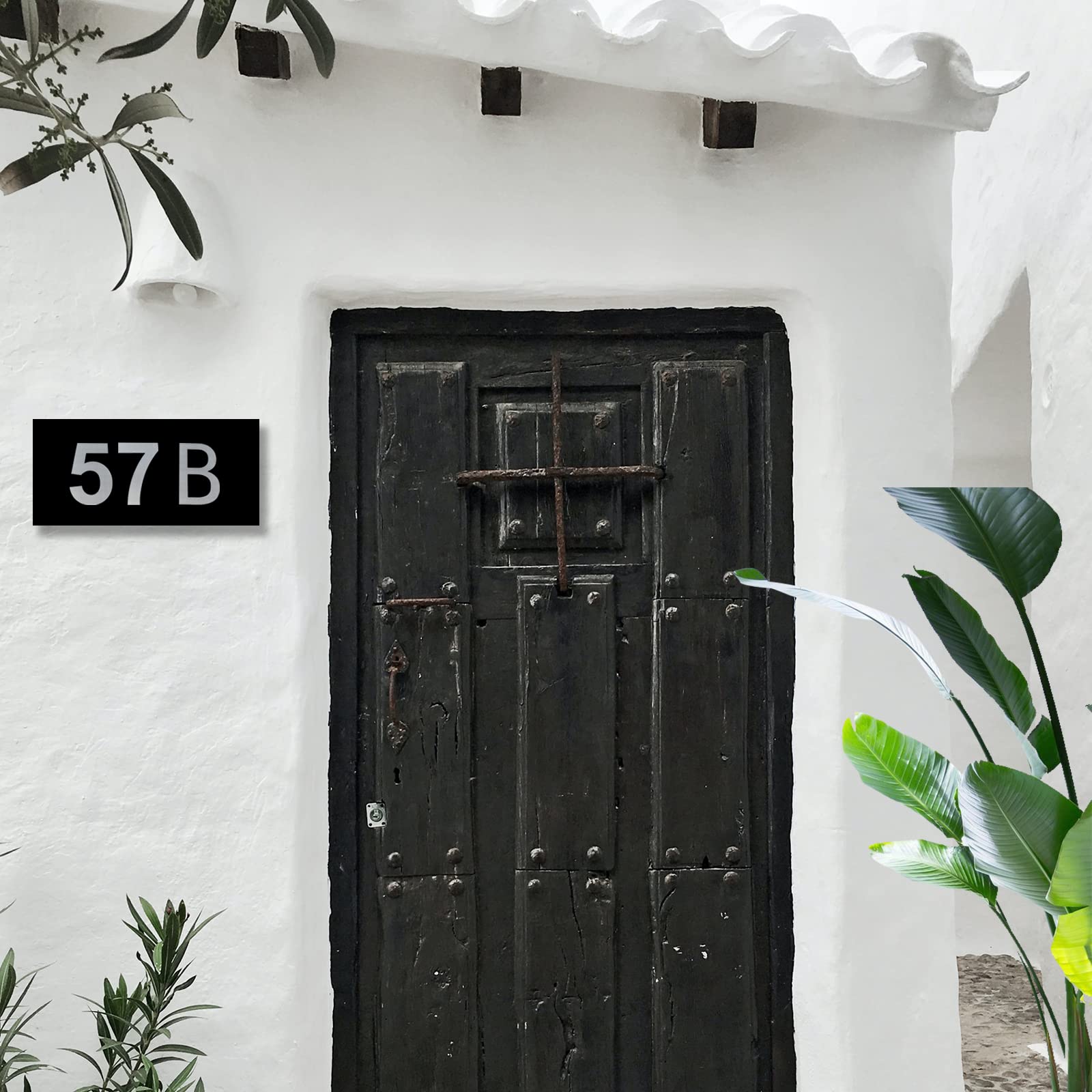 Modern House Numbers 5 Inch High - Stainless Steel Self-Adhesive Address Plaque for Home & Mailbox - Weatherproof Silver Numbers for Outdoor Use (Front Door, Porch, Fence, Garden)