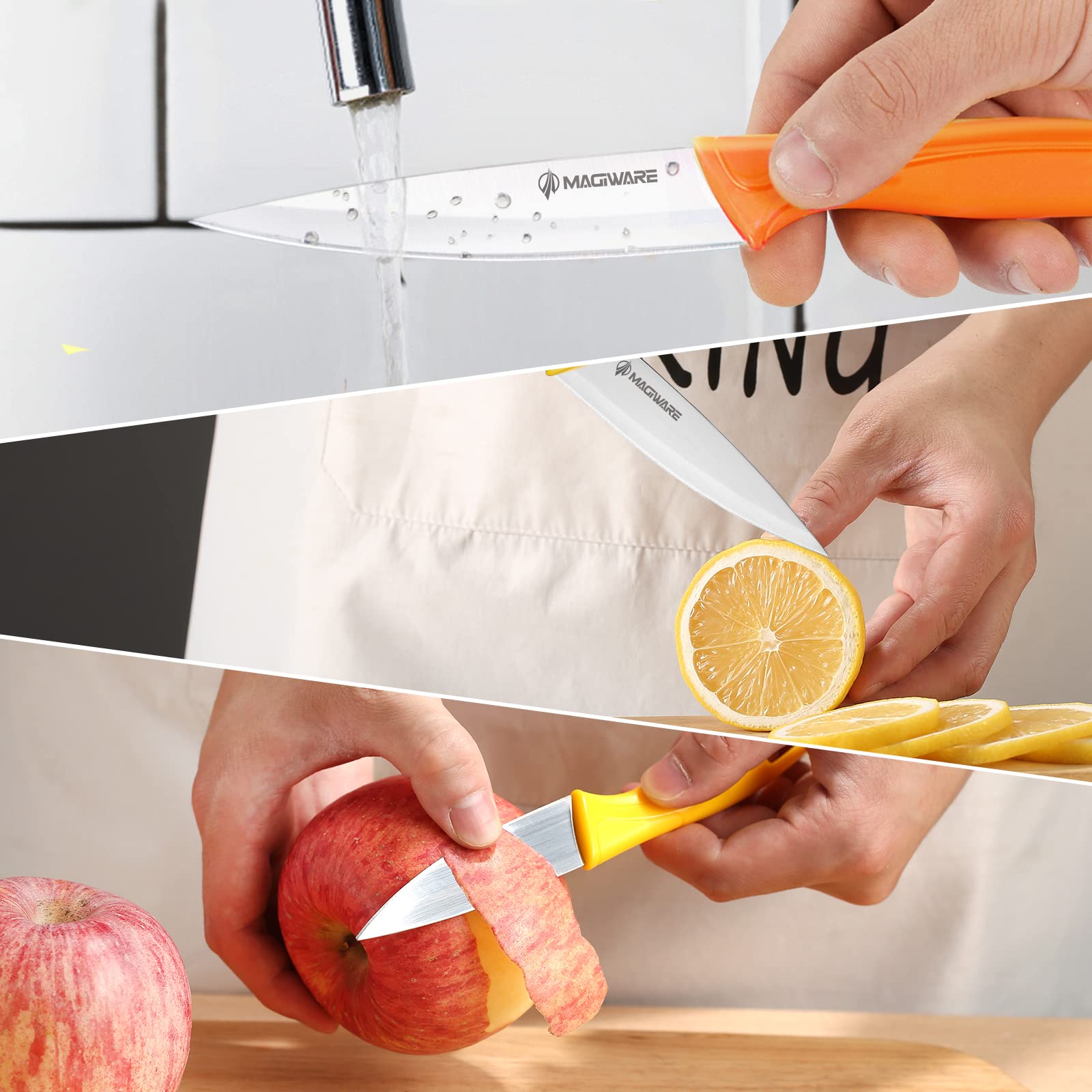 8PCS Ultra Sharp Paring Knife Set with Cover - 3.5 Inch Small Kitchen Knives for Vegetables, Fruits & Precision Cutting | Perfect for Meal Prep, Cooking & Crafting
