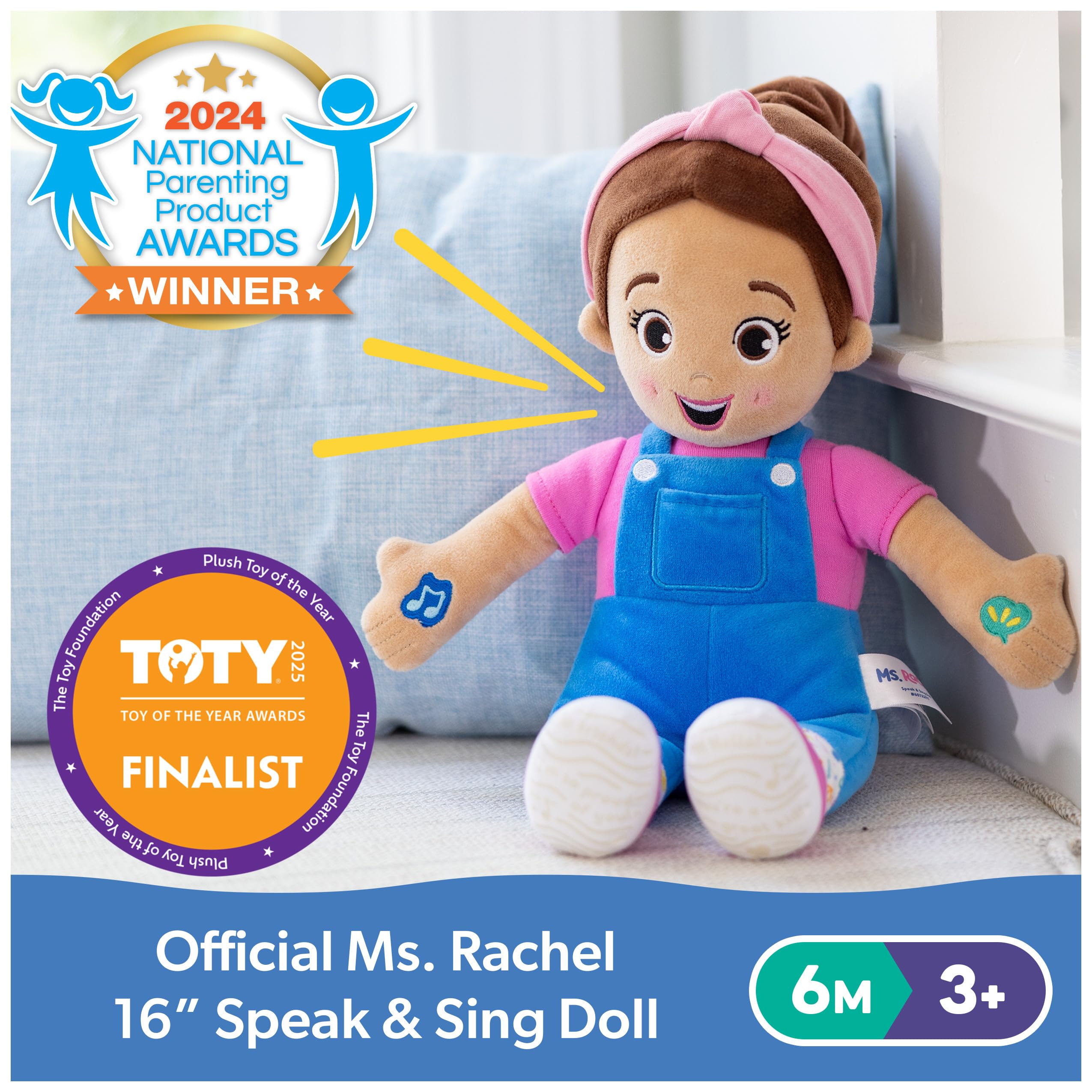 Ms. Rachel Official Speak & Sing Doll - 16” Interactive Toddler Toy with 4 Songs & 16+ Phrases - Educational Baby Toy for Boys & Girls Ages 6 Months to 3 Years - Perfect for Early Learning, Playtime & Speech Development