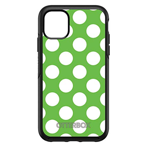 White & Green Polka Dots On Black Case