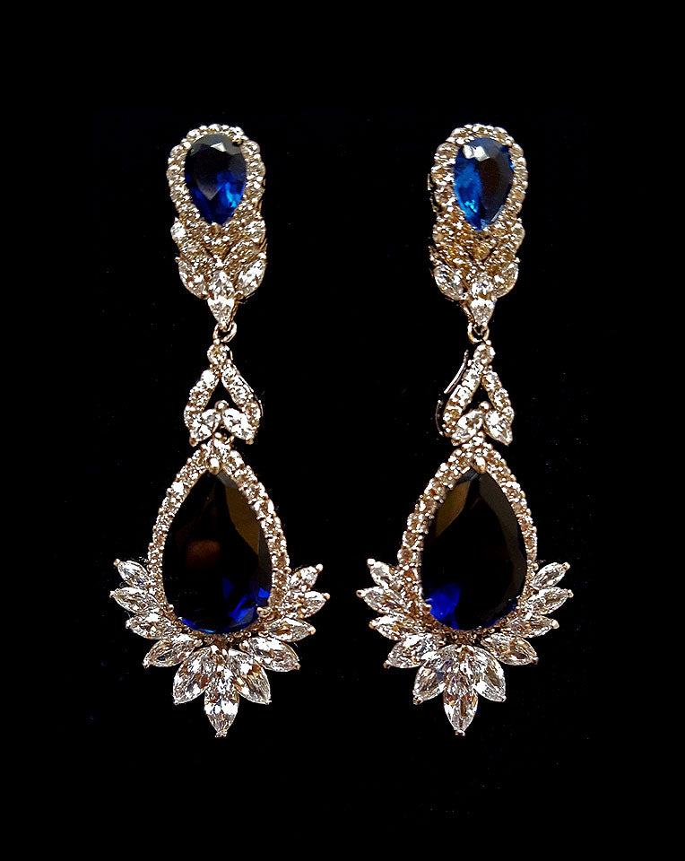 Classic Sapphire Statement Earrings | Jubilee Collection | Exclusive at Kezani – Perfect for Weddings, Parties & Special Occasions