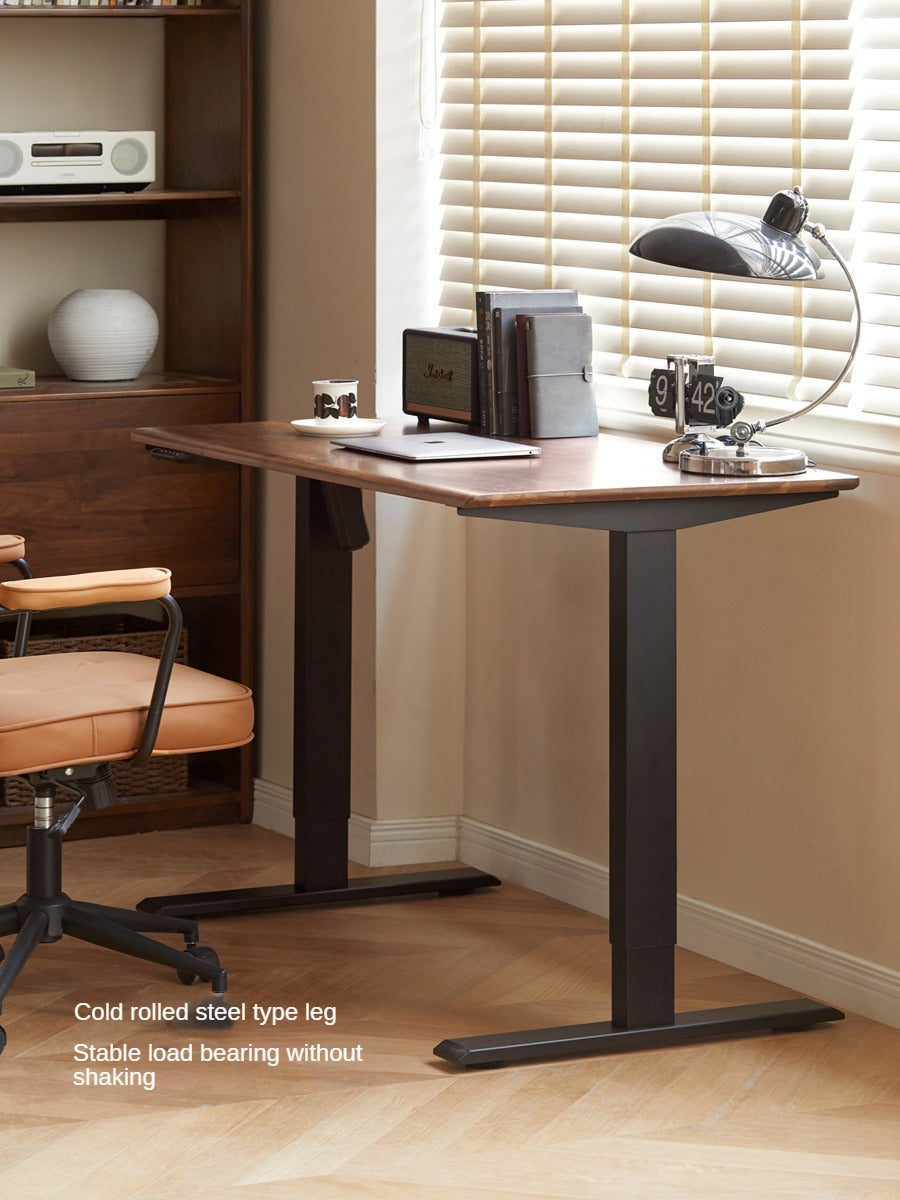 Premium Black Walnut Solid Wood Electric Standing Desk - Adjustable Height Home Office Desk for Work & Study | Ergonomic Workspace Solution for Professionals & Gamers