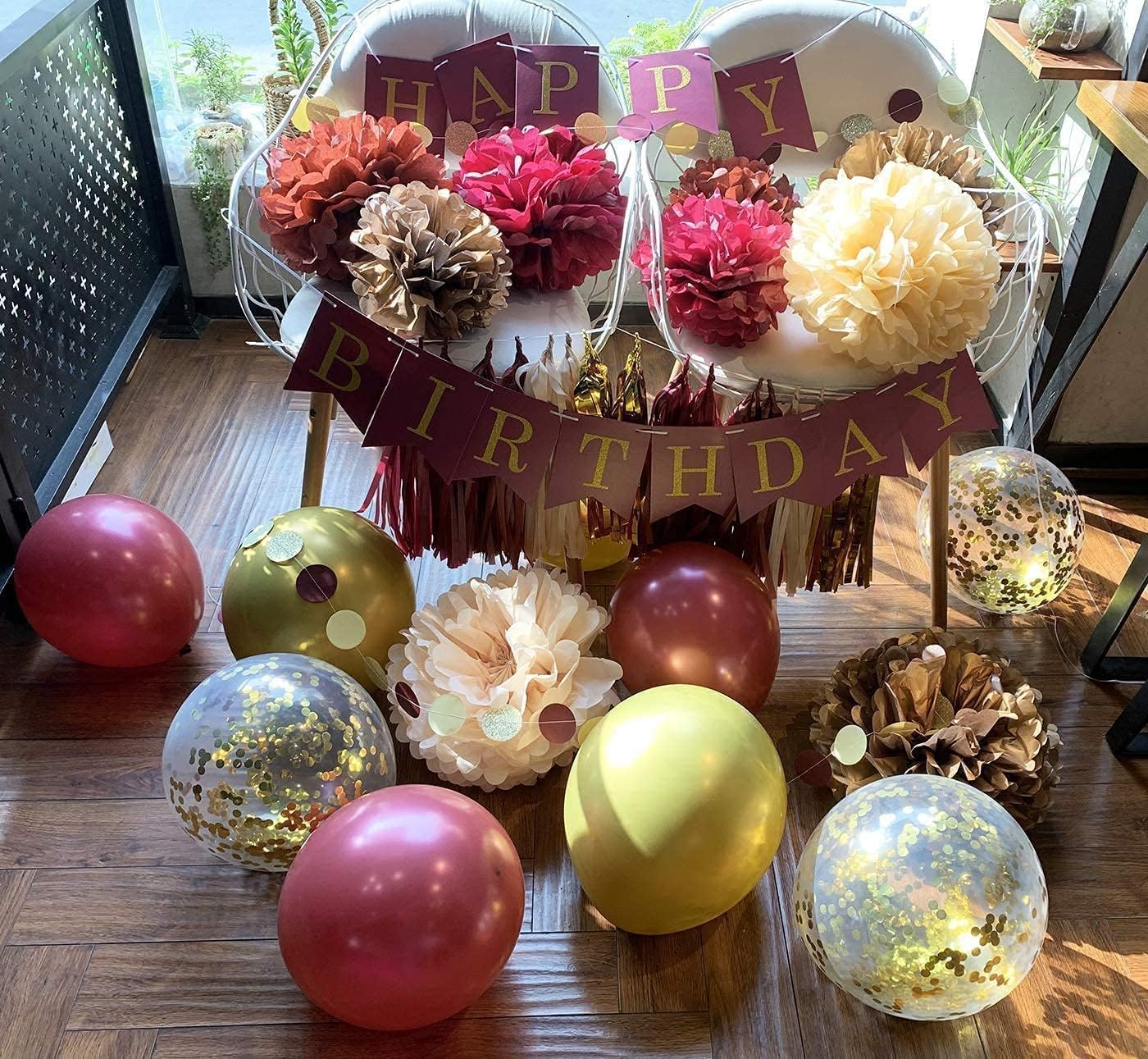 2025 Maroon & Gold Graduation Decorations | Burgundy Graduation Party Supplies | Fall Bridal Shower Decor | Maroon Gold Balloons | Elegant Birthday Party Decor for Women - Perfect for Graduation Ceremonies, Fall Weddings & Birthday Celebrations