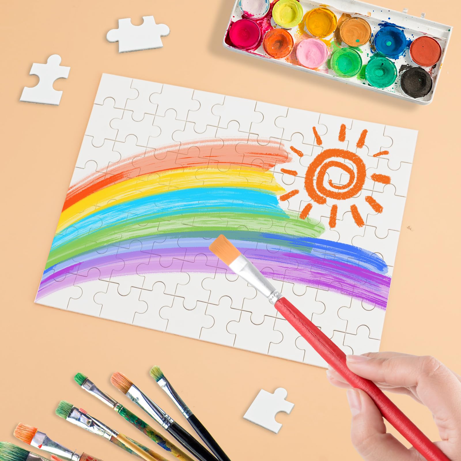 Bekecidi 10-Piece Sublimation Puzzle Blanks - DIY Paintable & Customizable Puzzle Kit for Adults & Kids (2 Sizes) - Perfect for Crafting, Gift Making & Family Game Night
