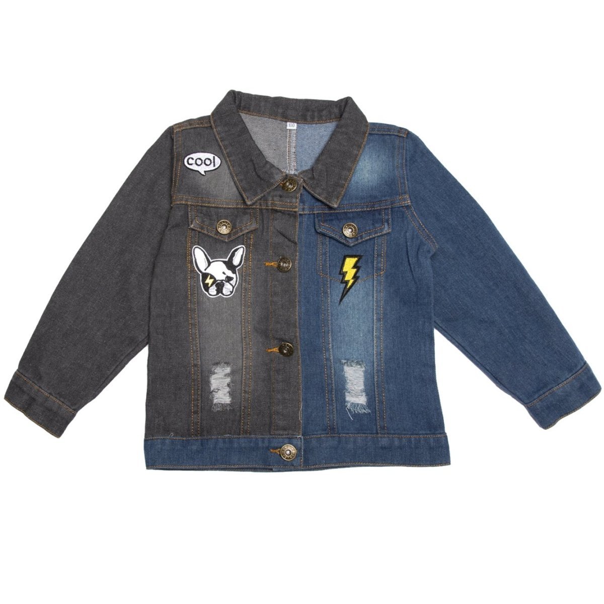 Trendy Patch Split Denim Jacket for Men & Women | Vintage Distressed Denim Coat | Perfect for Casual Outfits, Streetwear & Fall Layering