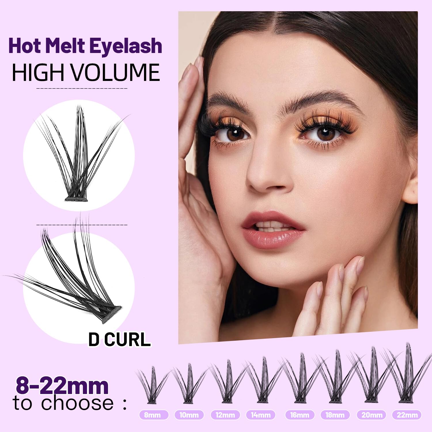 Premium 240pcs Black/Colored Cluster Lashes - 20D/40D DIY Eyelash Extensions | D Curl Long Individual Lashes Mixed Tray | Faux Mink Lash Clusters 8-22mm (30D-16MM) for Professional Salon & Home Use