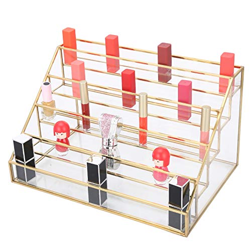 5-Tier Glass Nail Polish Organizer Display Rack - Professional Cosmetic Storage for Nail Polish, Lipstick, Essential Oils & Makeup - Perfect for Salon, Home Vanity & Beauty Shop Organization