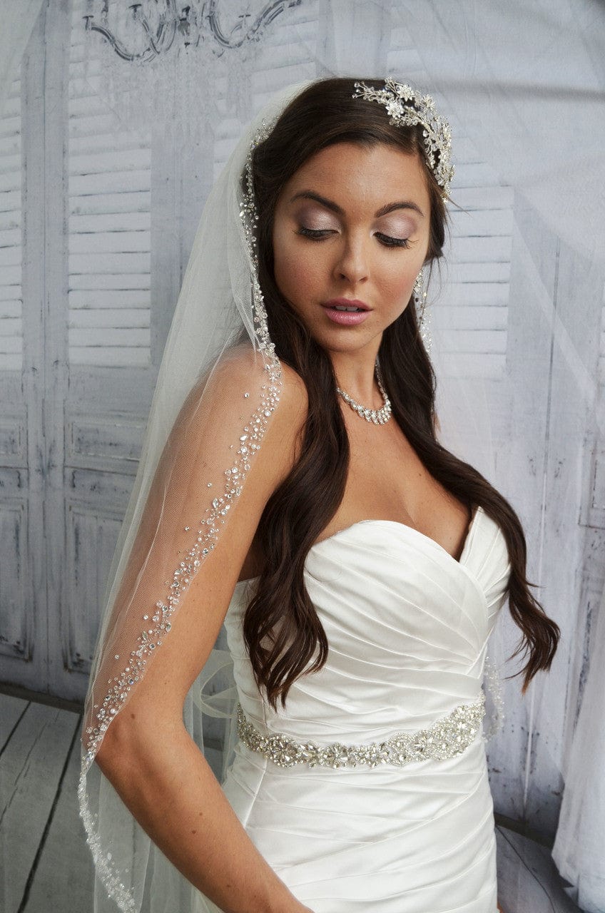 Ansonia Bridal 739 Wedding Veil with Comb - Elegant Cathedral Length Bridal Veil for Weddings, Bridal Showers & Formal Events
