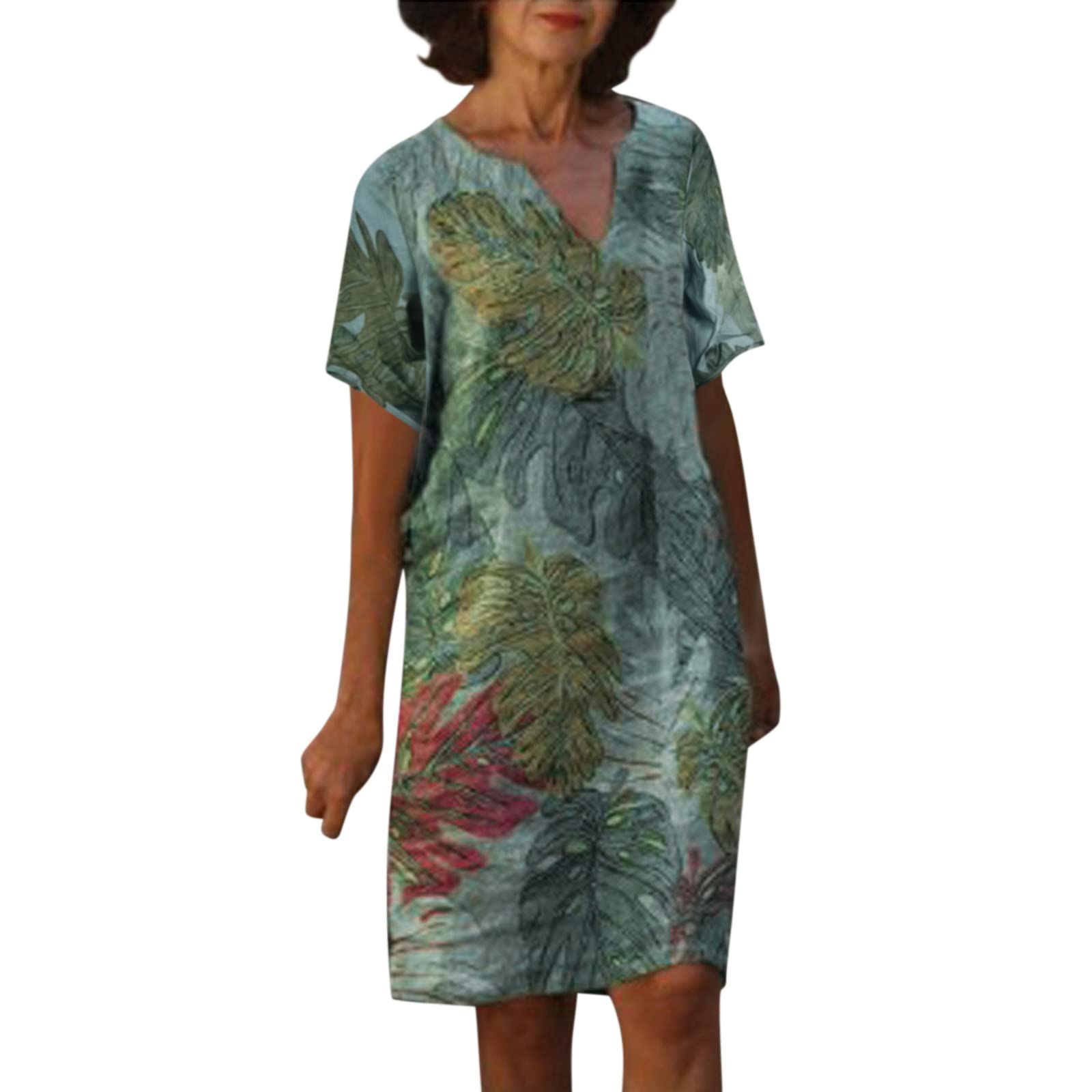 Women's Summer Casual Short Sleeve Sun Dress with Pockets - Loose Fit T-Shirt Dress for Beach, Vacation & Everyday Wear