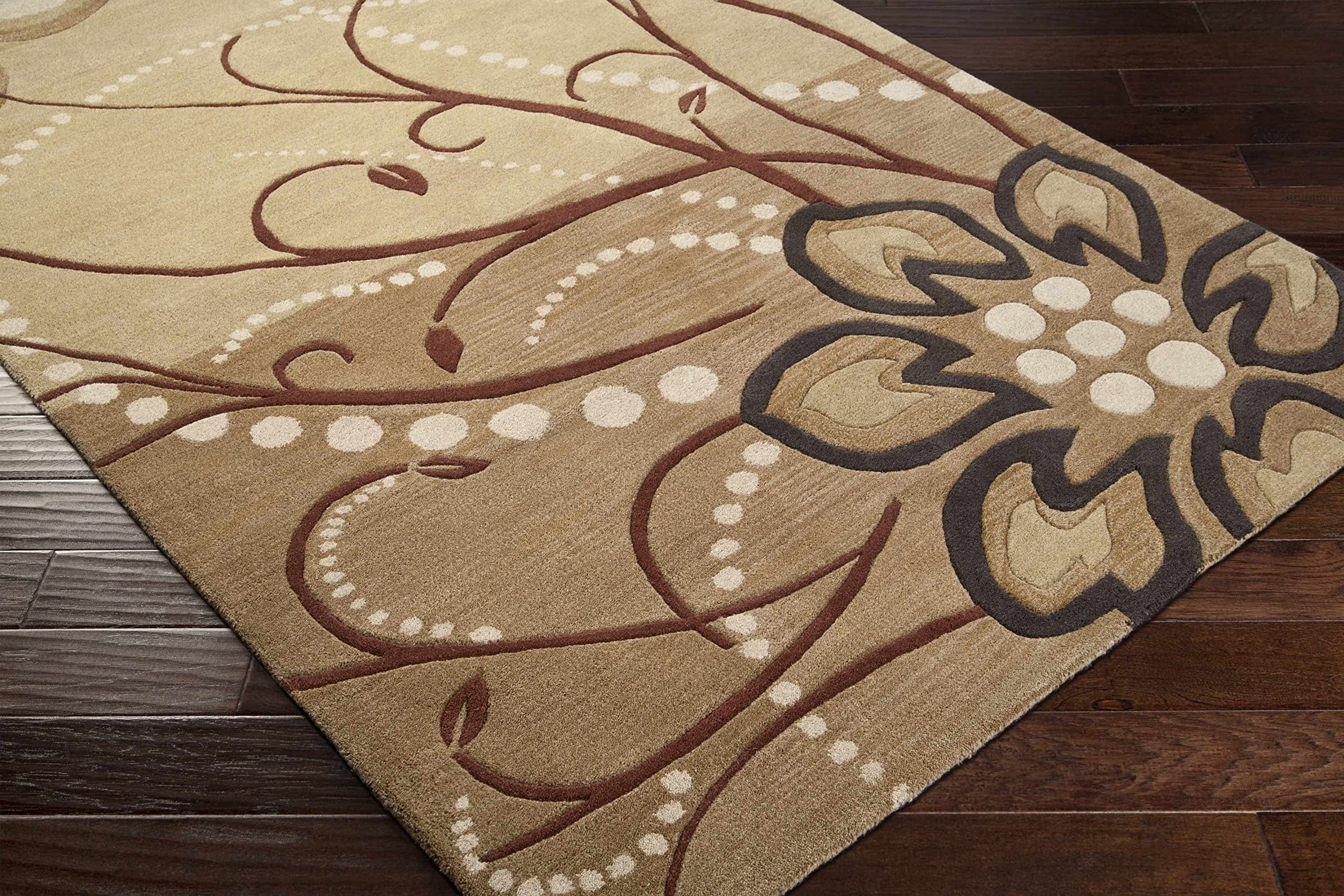 Premium Hauteloom Mazama Wool Area Rug 5' x 8' - Soft Transitional Brown & Beige Living Room Bedroom Rug - Cozy Home Decor for Family Rooms, Dorm Spaces & Office Settings