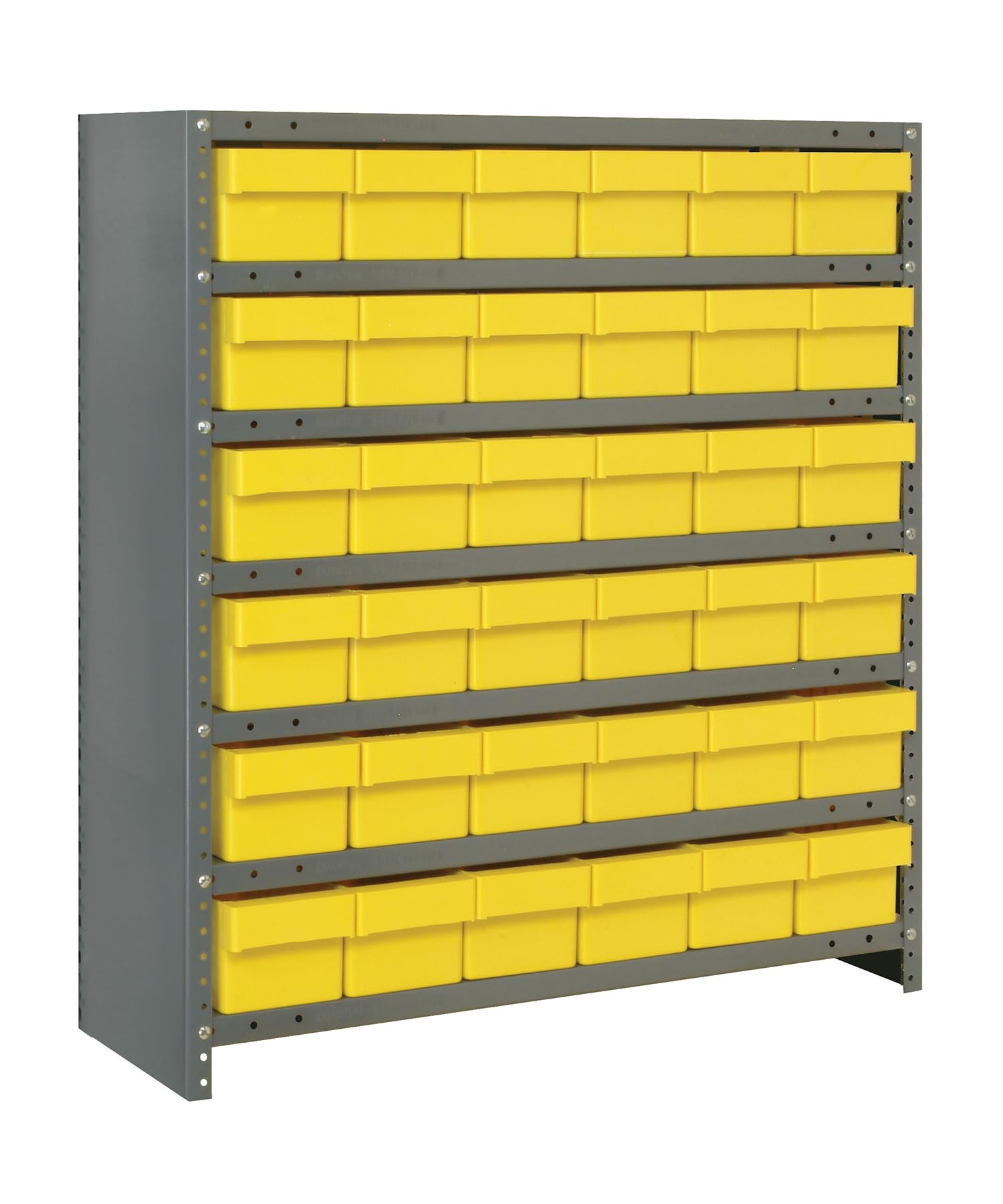 Quantum Storage Systems CL1839-602YL Heavy Duty Closed Shelving Unit with Super Tuff Euro Drawers - 36 QED602 Shelf Bins, 18