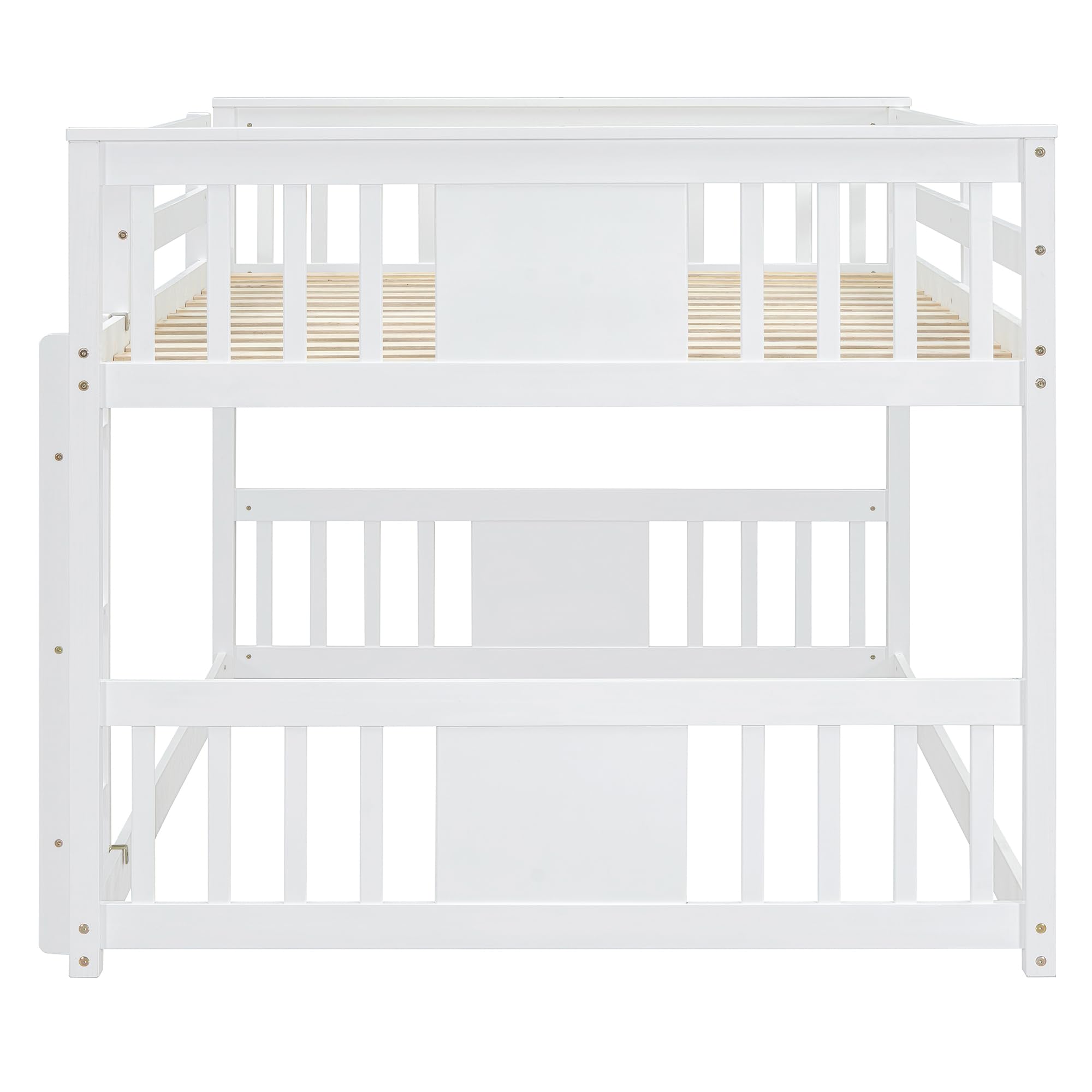 Full Over Full Bunk Bed with Ladder - Sturdy Wooden Loft Bed for Teens & Adults - Space Saving Twin Bunk Bed for Small Rooms - No Box Spring Needed - Perfect for Kids' Bedrooms, Dormitories & Guest Rooms