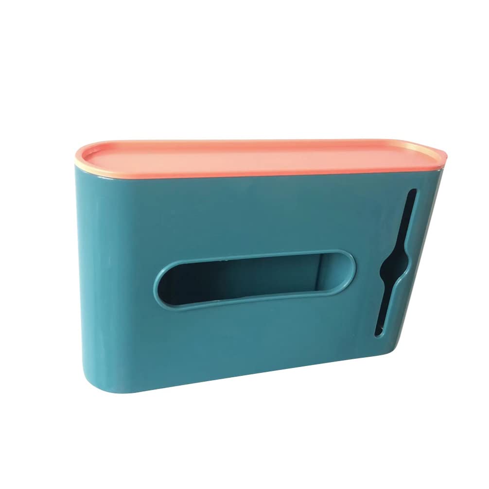 Zerodeko Wall Mounted Plastic Bag Dispenser Holder - Blue Kitchen & Bathroom Waste Bag Storage Organizer for Trash Bins, Cabinets, Pantry Organization | Space-Saving Solution for Home & Office Use