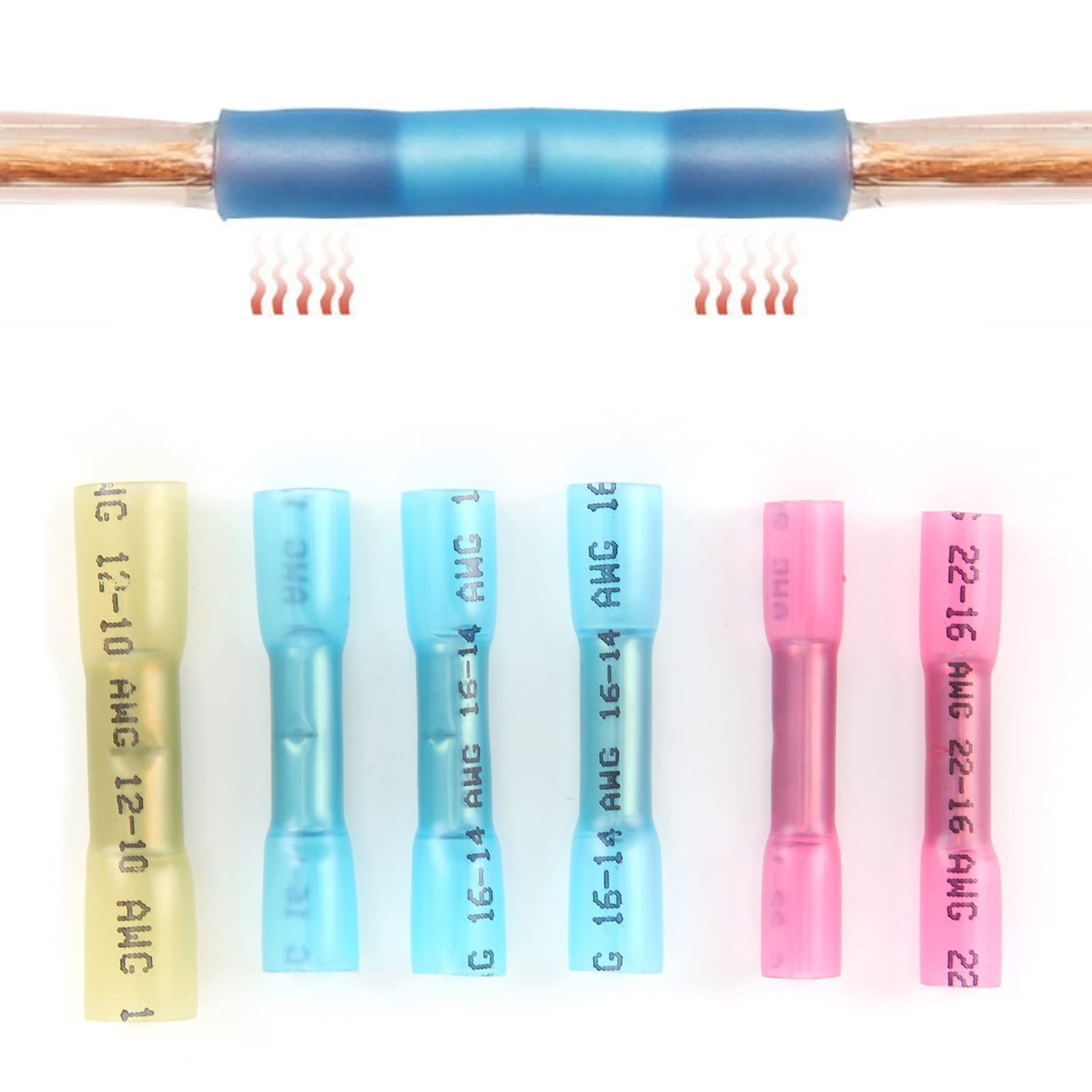 Waterproof Heat Shrinkable Connectors - Copper Cable Terminals for Outdoor Electrical Wiring (Ideal for Marine, Automotive & Solar Panel Installations)