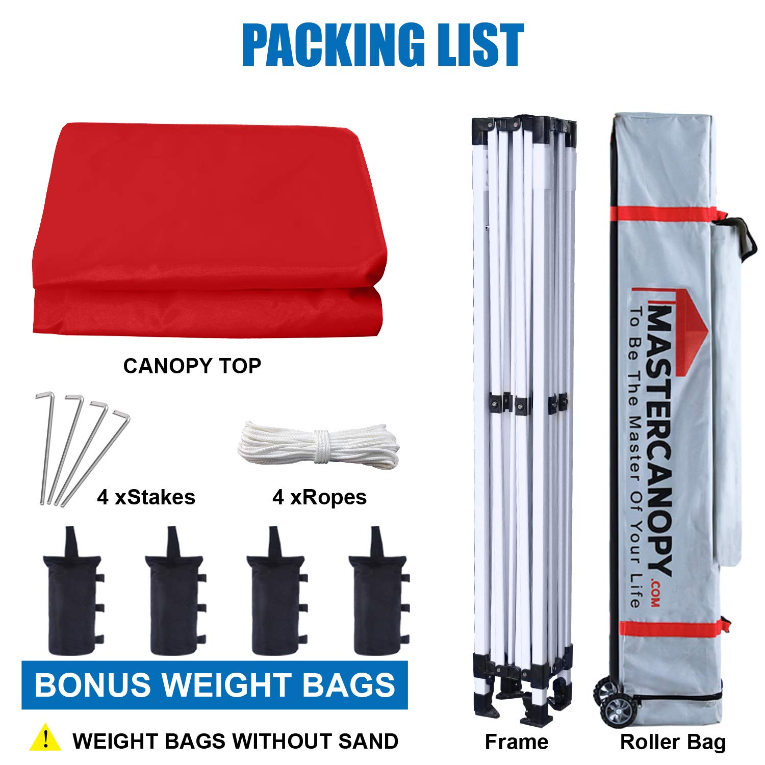 MASTERCANOPY 10x10 Pop Up Canopy Tent - Commercial Grade Instant Shelter with UV Protection (Red) - Perfect for Outdoor Events, Farmers Markets, Beach Parties & Camping