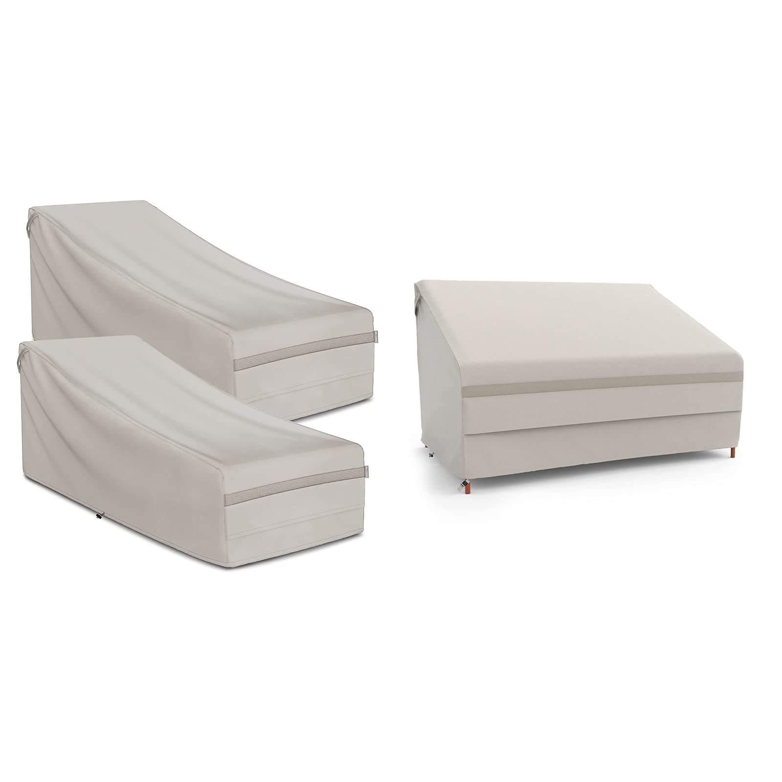 MR. COVER Waterproof Chaise Lounge & Patio Sofa Cover Set - Heavy Duty, Neutral Color (Amenre Series) for Outdoor Furniture Protection in All Weather Conditions