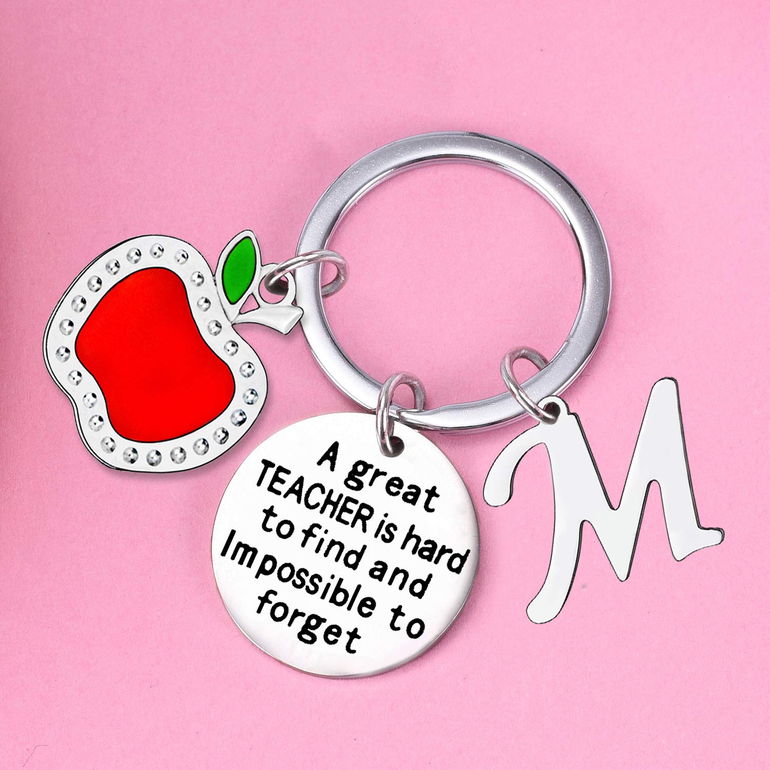 Personalized Initial Keychain - Teacher Appreciation Gifts for Women, Thank You Present for Educators, Coworkers, Nurses - Ideal for Graduation, Retirement & Back to School Gifts