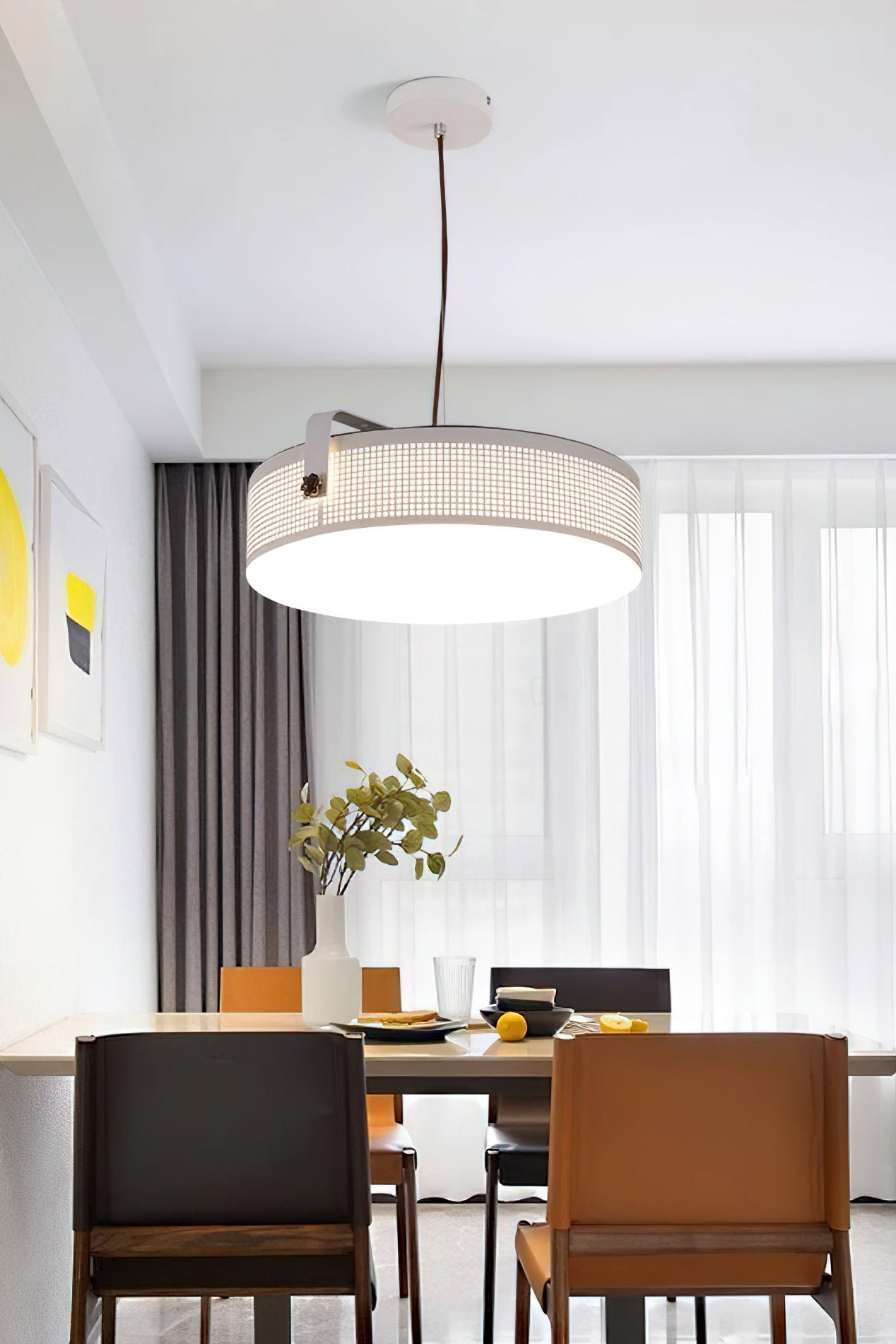 Modern Dana Round Pendant Light - Vintage Industrial Ceiling Lamp with Metal Shade - Perfect for Dining Room, Kitchen Island, Bedroom or Living Room Lighting