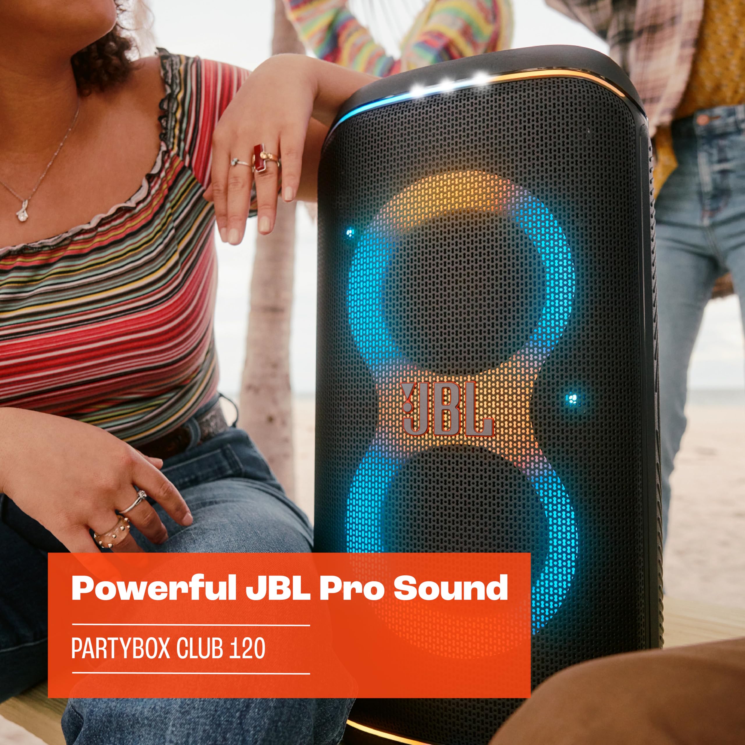 JBL PartyBox Club 120 Portable Bluetooth Speaker with Powerful Pro Sound, Foldable Handle, IPX4 Waterproof - Perfect for Outdoor Parties, Beach Events & Home Entertainment (Renewed, Black)