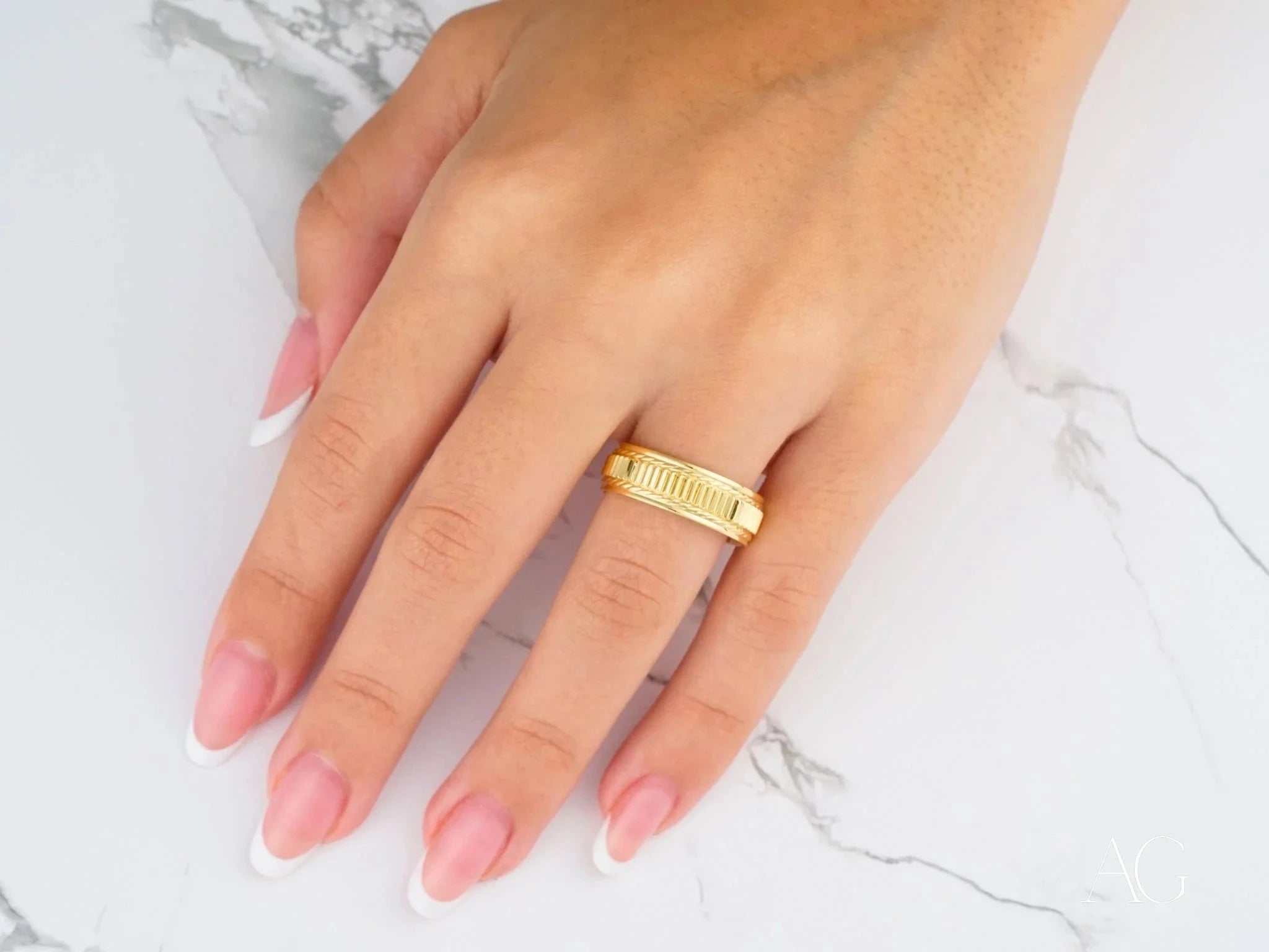 Majestic Weave Wedding Band for Men & Women - 14K Gold & Sterling Silver Diamond Ring - Perfect for Engagement, Anniversary & Special Occasions