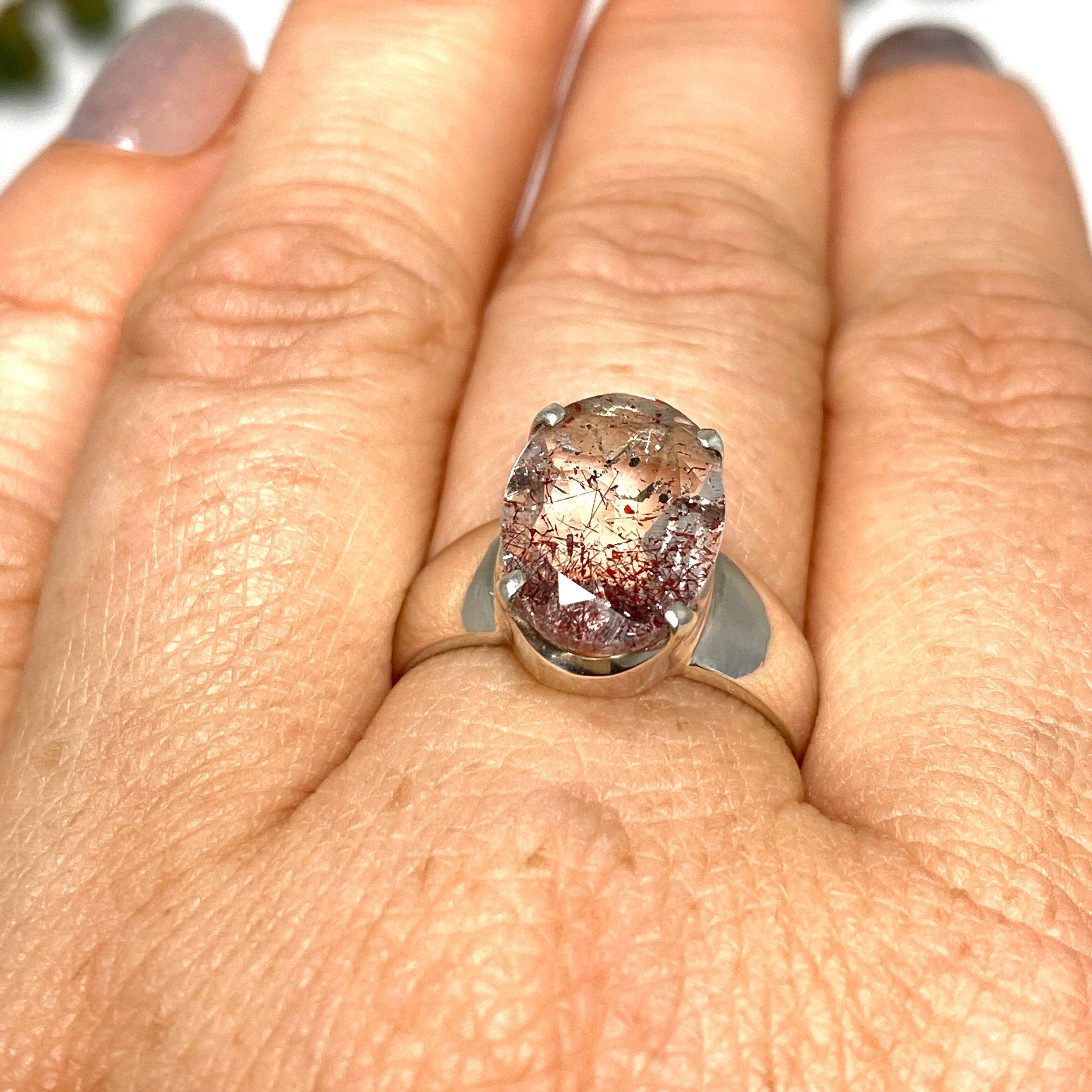 Lepidicrocite in Quartz (Inclusion Quartz) Oval Faceted Ring - Size 7.5 - PRGJ679 - Elegant Jewelry for Women, Perfect for Weddings, Parties & Special Occasions