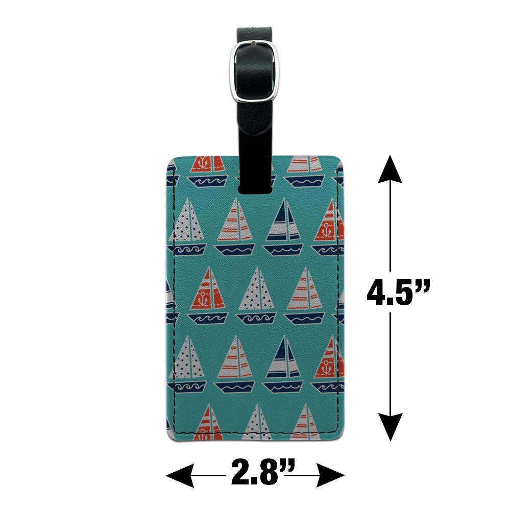 Stylish Sailboat Pattern Leather Luggage Tag - Rectangle ID Card Holder for Suitcases & Carry-On Bags - Perfect for Travel, Business Trips & Vacation