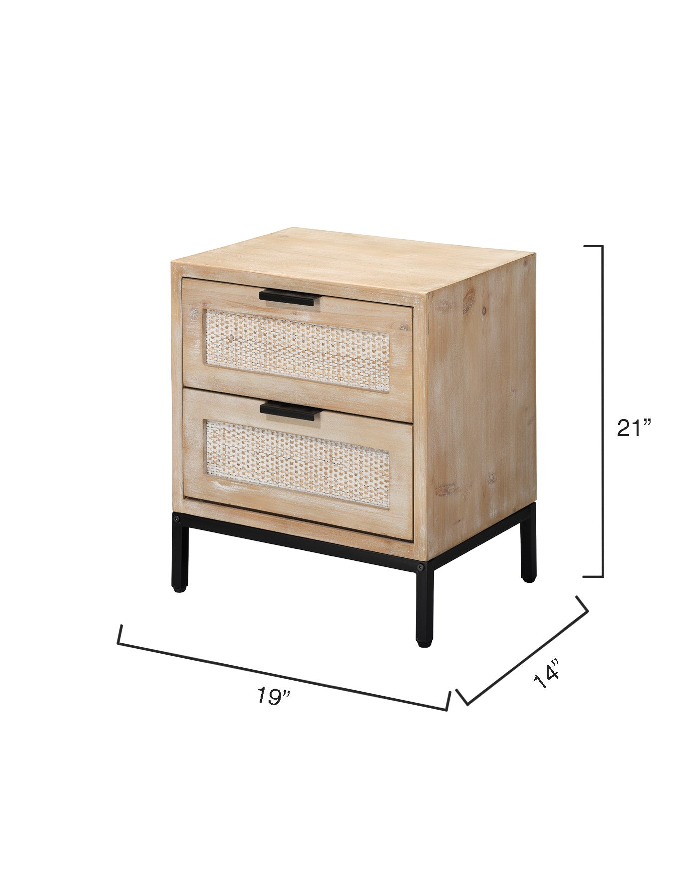 Reed 2 Drawer Side Table - Nightstand with Storage for Bedroom, Living Room | Modern End Table with 2 Drawers for Home Decor & Organization