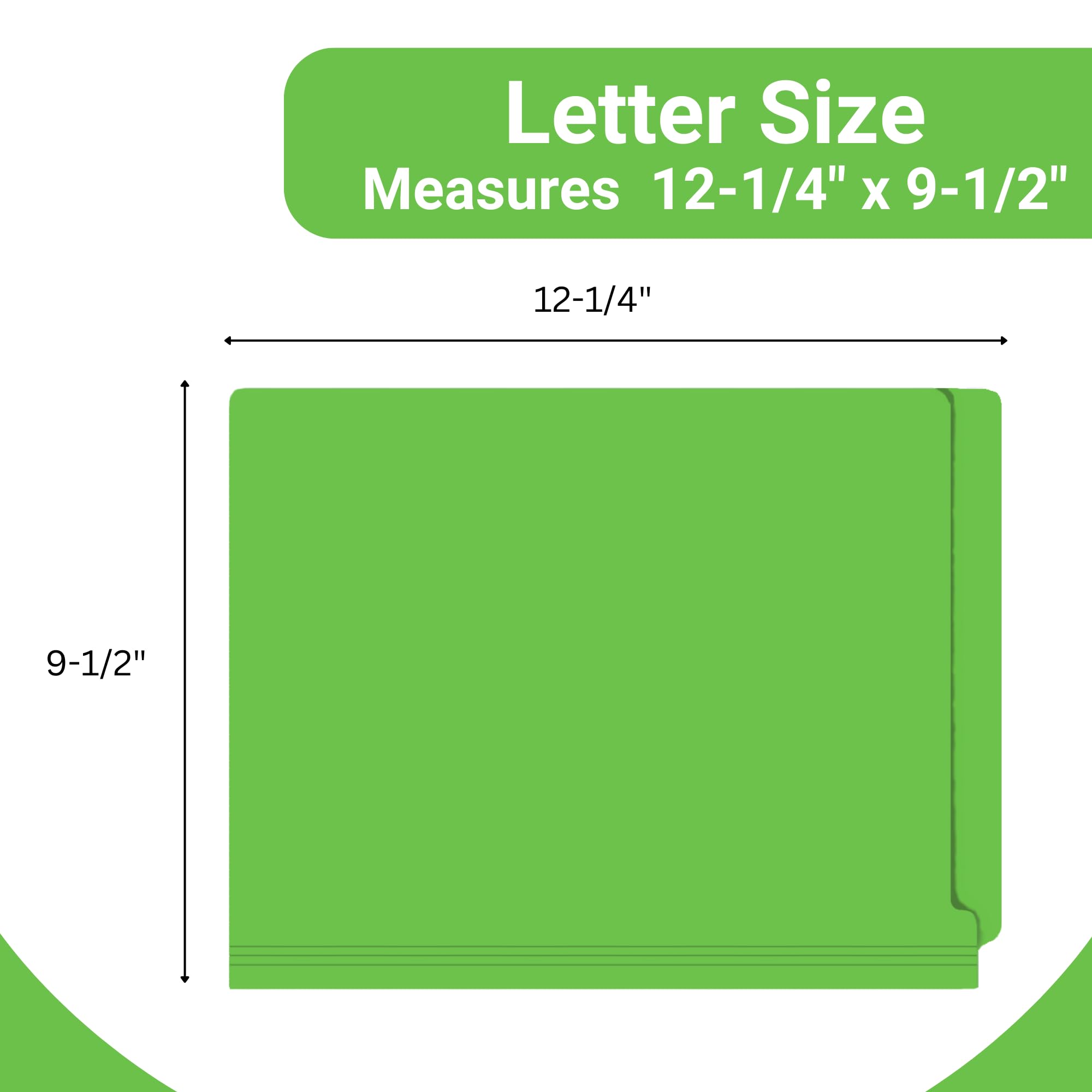 Premium Green File Folders - Letter Size with Reinforced End Tabs, 14pt Thick Stock (Pack of 50) - Perfect for Office Organization, Medical Records & Document Filing