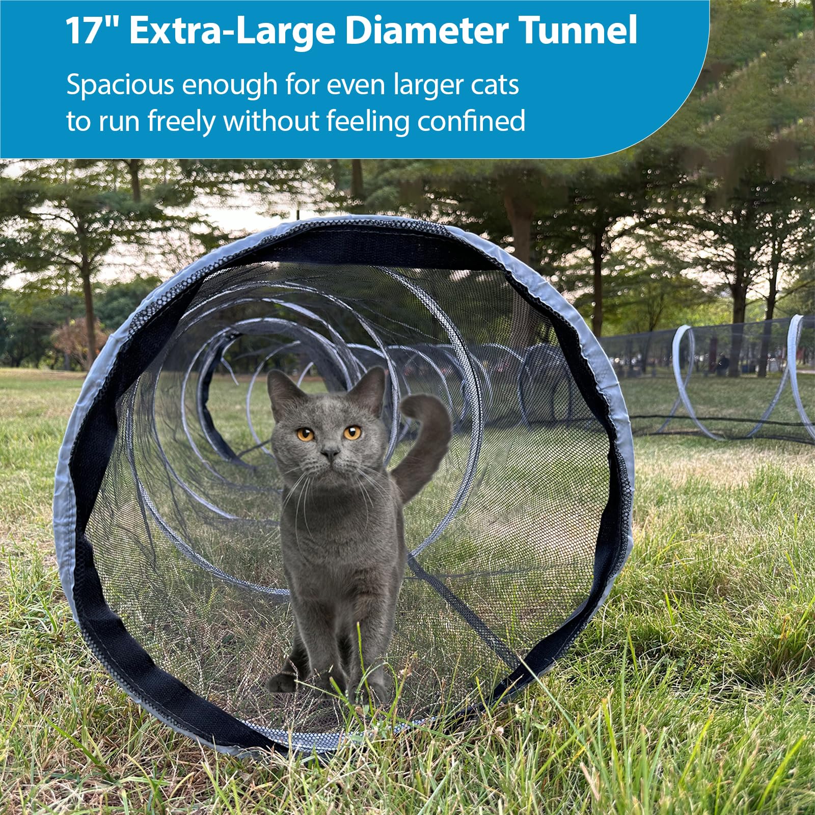 Large Outdoor Cat Tunnel and Tent Playpen - Pop Up Enclosure for Multiple Cats - Portable Playhouse for Small Pets - Perfect for Backyard Adventures, Indoor Playtime & Pet Exercise