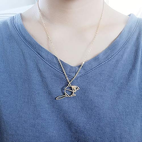 NOUMANDA Geometric Origami Beaver Necklace - Hollow Animal Metal Pendant Jewelry for Women, Unique Beaver-Shaped Fashion Accessory - Perfect for Casual Wear, Date Nights & Gifts