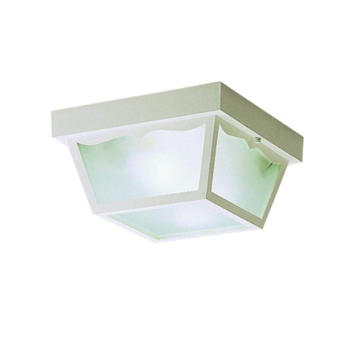 Kichler 9322WH 2-Light Outdoor Ceiling Mount Fixture - Weatherproof Porch Light for Patio, Garage & Entryway Lighting