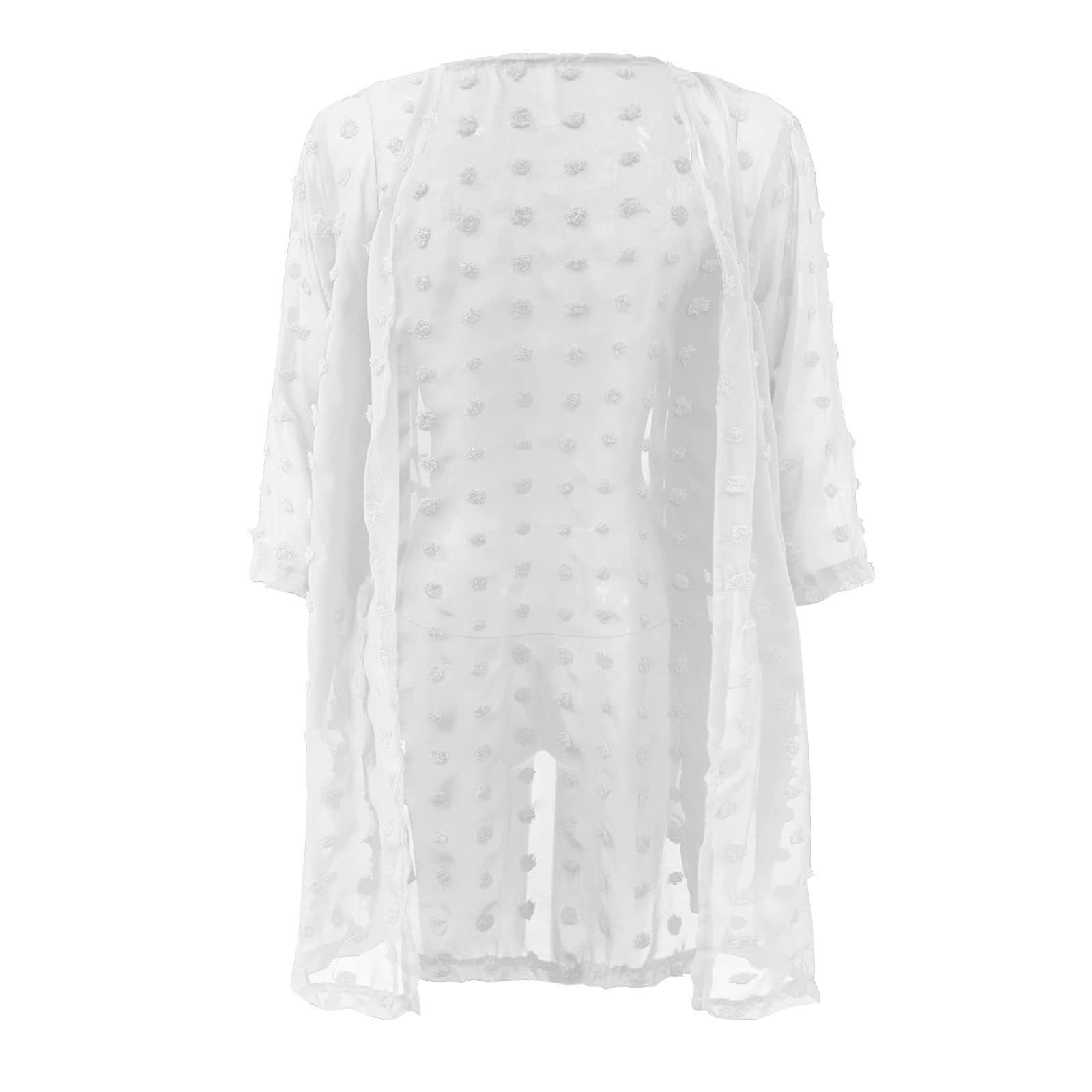 Women's Lightweight Open Front Cardigan with Three Quarter Sleeves - Stylish Dotted Fall Sweater for Office Work & Casual Outfits | Perfect for Layering in Cool Weather