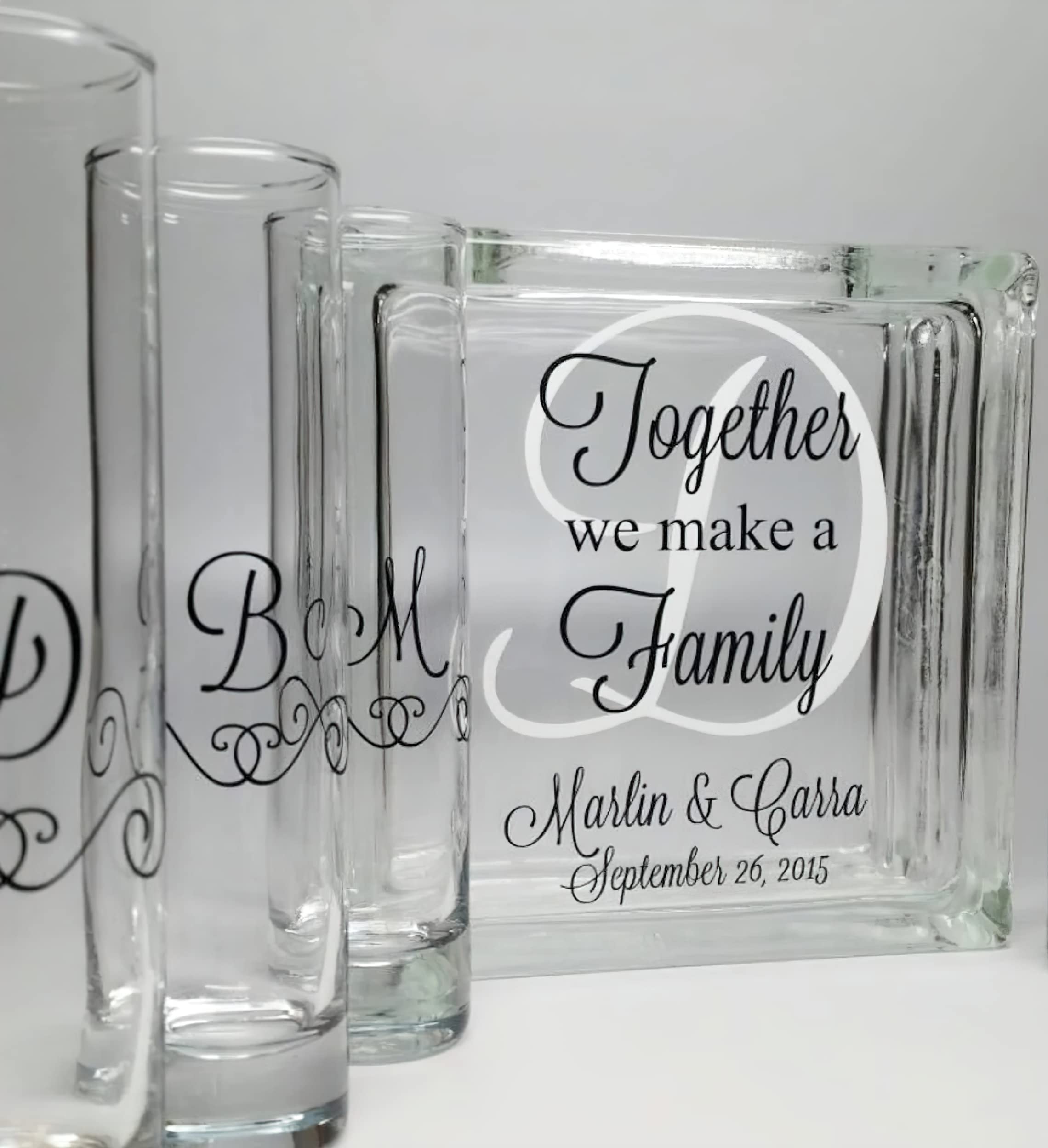 Personalized Blended Family Sand Ceremony Set - Engraved Glass Unity Sand Kit for Weddings with Lid & Sand - Unique Wedding Keepsake & Unity Candle Alternative - Perfect for Blended Family Ceremonies, Vow Renewals, and Special Occasions