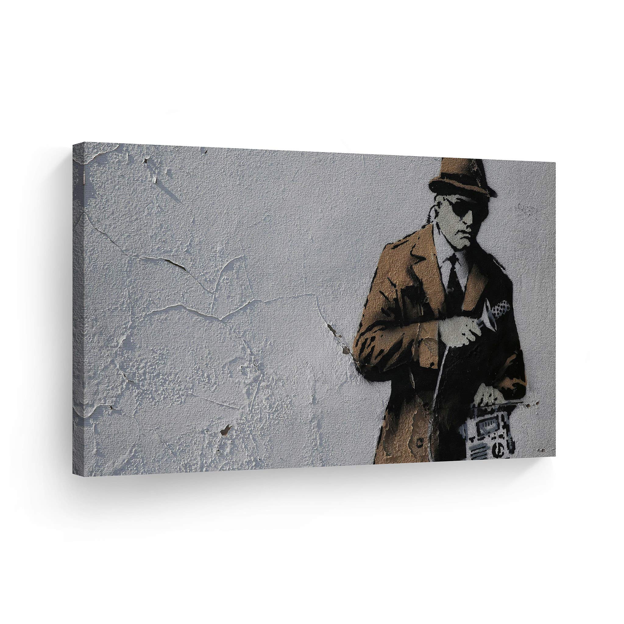 Banksy Canvas Print - Spy Booth from Cheltenham Wall Art | Home & Office Decor | Ready to Hang 24x36 | Made in USA | Perfect for Living Room, Bedroom or Gallery Display