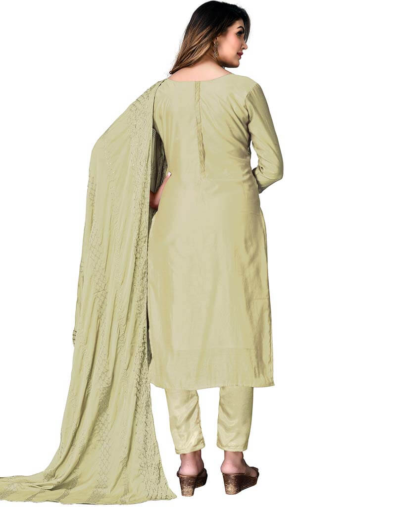 Beige Modal Chanderi Pant Salwar Suits for Women - Comfortable Ethnic Indian Outfit for Festivals, Weddings & Special Occasions