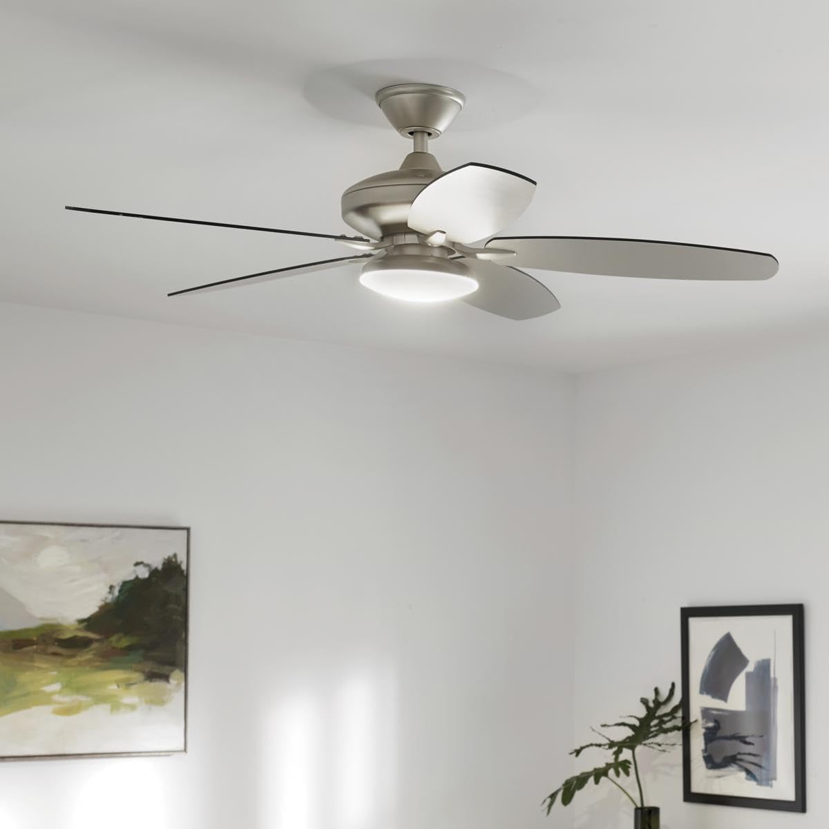 Kichler 52 Inch Modern Ceiling Fan with LED Light - Energy Efficient Indoor Cooling for Living Room, Bedroom & Office