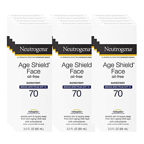 Oil Free Sunscreen SPF 70 - Water Resistant, Oxybenzone Free Face Sunscreen for Daily Skin Protection | Lightweight, Matte Finish | 3 Fl Oz (Pack of 12) | Perfect for Beach, Swimming & Outdoor Activities