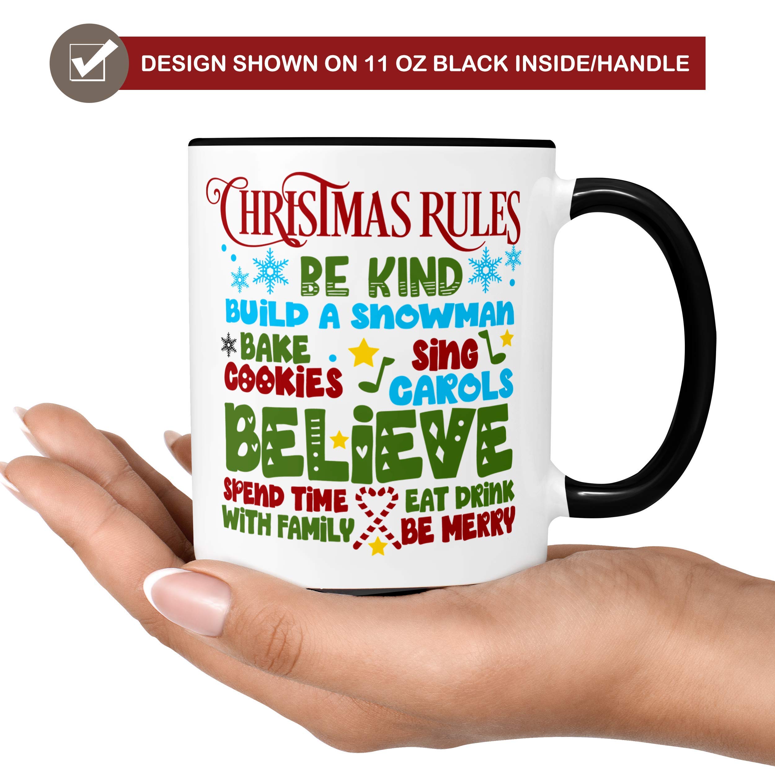 Christmas Coffee Mug - Build a Snowman, Be Kind, Believe, Xmas Cookies Design - Microwave & Dishwasher Safe Ceramic Cup - Perfect for Holiday Gifts, Office Use & Cozy Winter Mornings