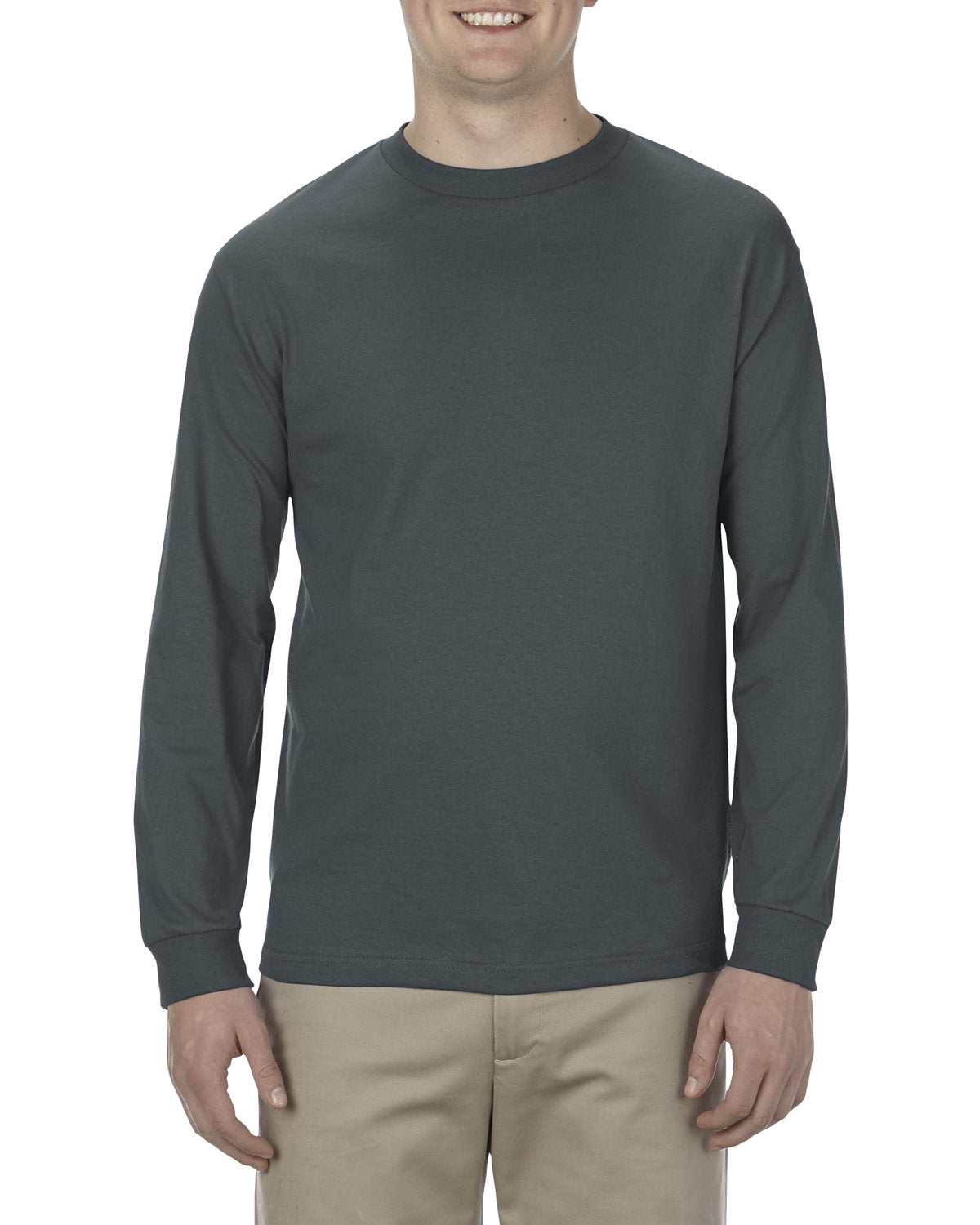 Alstyle AL1304 Men's & Women's 6.0 oz 100% Cotton Long Sleeve T-Shirt - Soft Crewneck Casual Tee for Everyday Wear, Work & Layering